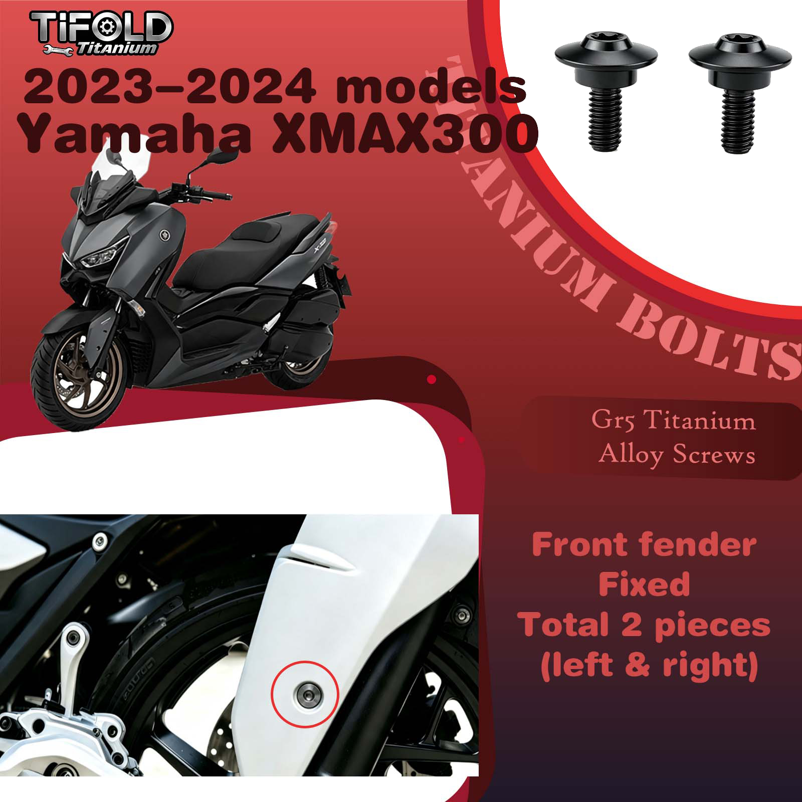 Titanium Alloy Screws for Modification, Fit for YAMAHA XMAX 300 23‑24 Mdels Motorcycle