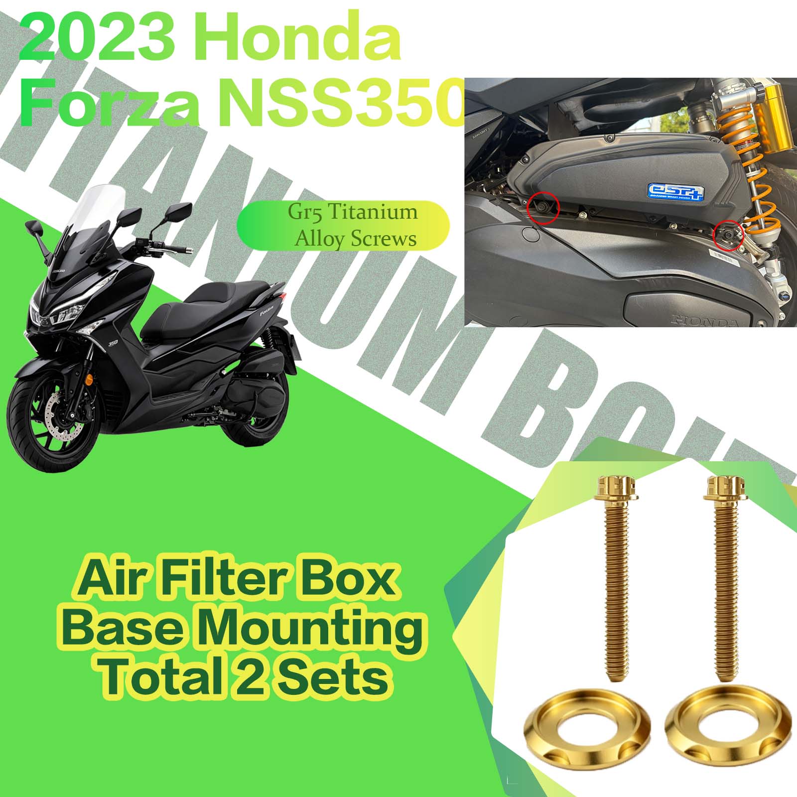 TIFOLD Titanium Alloy Modification Screws for Honda NSS350 Motorcycle, 2023 Model