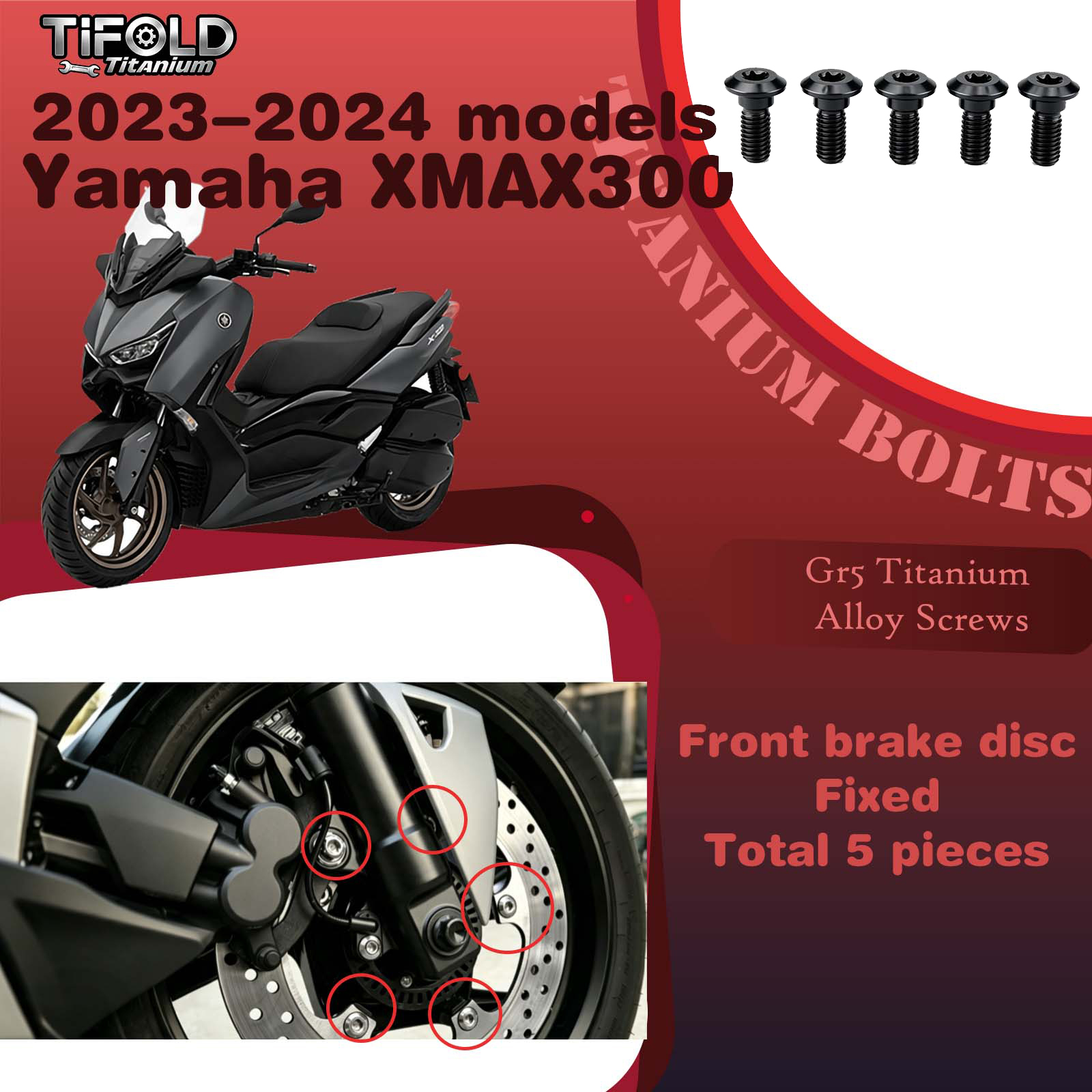 Titanium Alloy Screws for Modification, Fit for YAMAHA XMAX 300 23‑24 Mdels Motorcycle