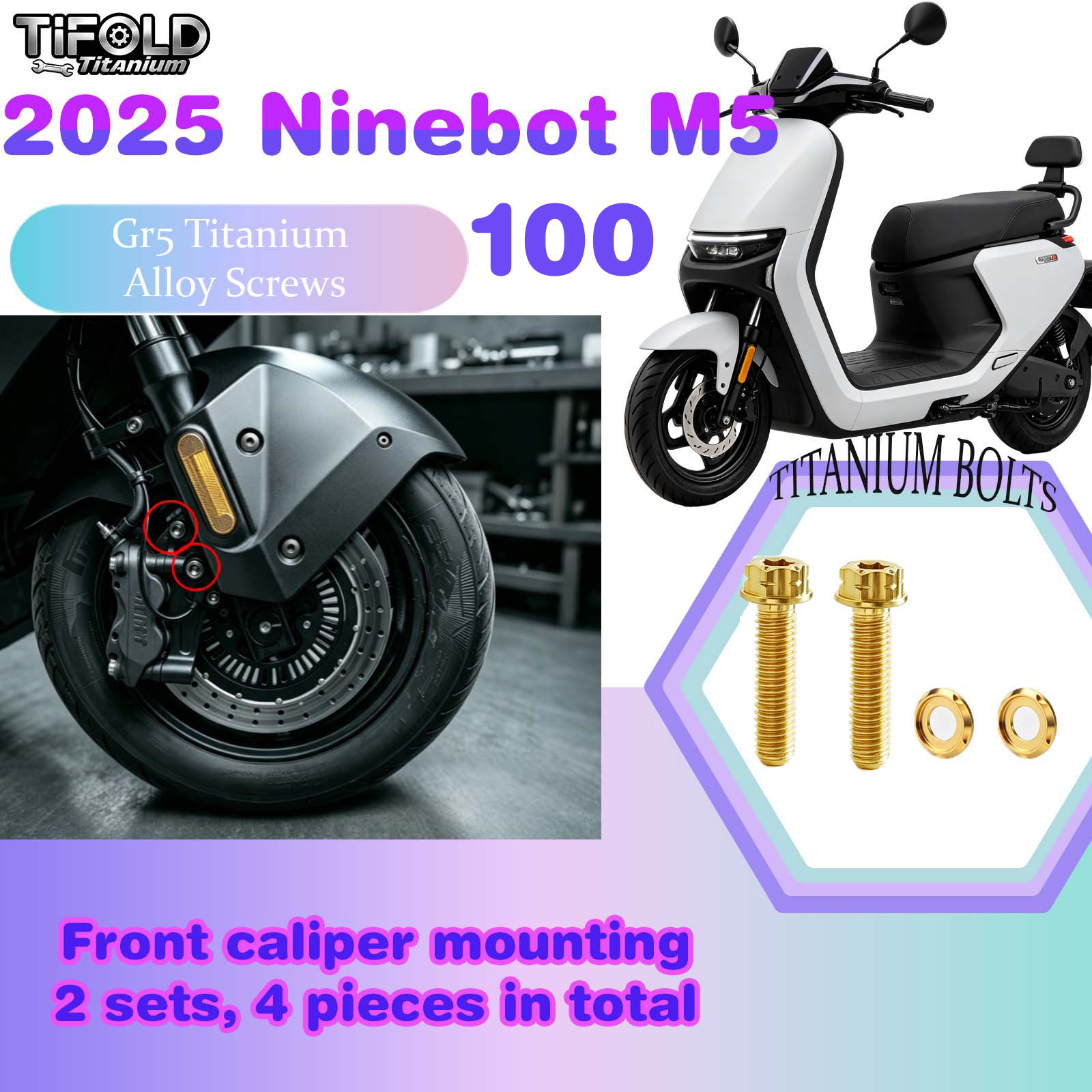 TIFOLD Titanium Alloy Modification Screws for Segway Ninebot M5 100 2025 Model Electric Motorcycle