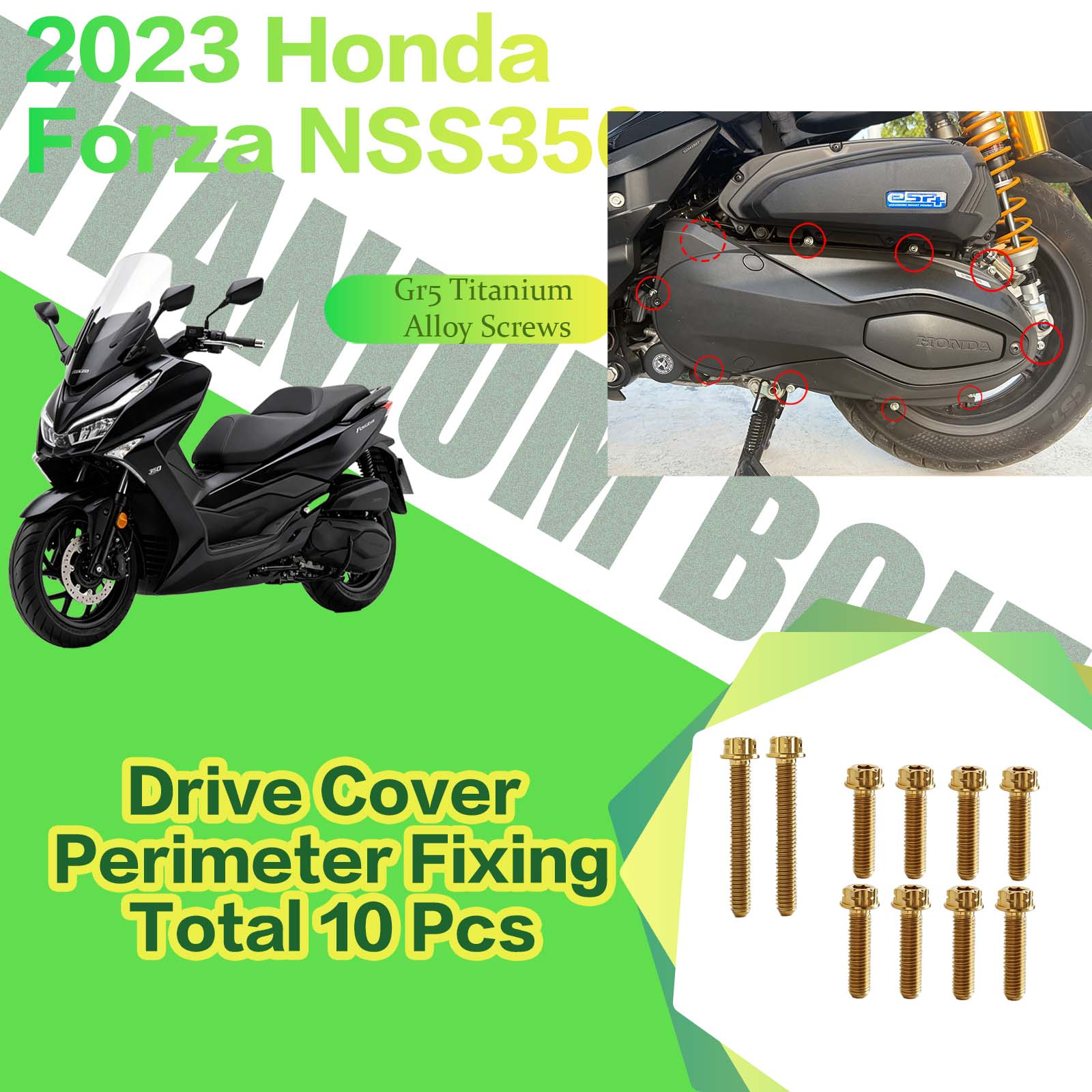TIFOLD Titanium Alloy Modification Screws for Honda NSS350 Motorcycle, 2023 Model