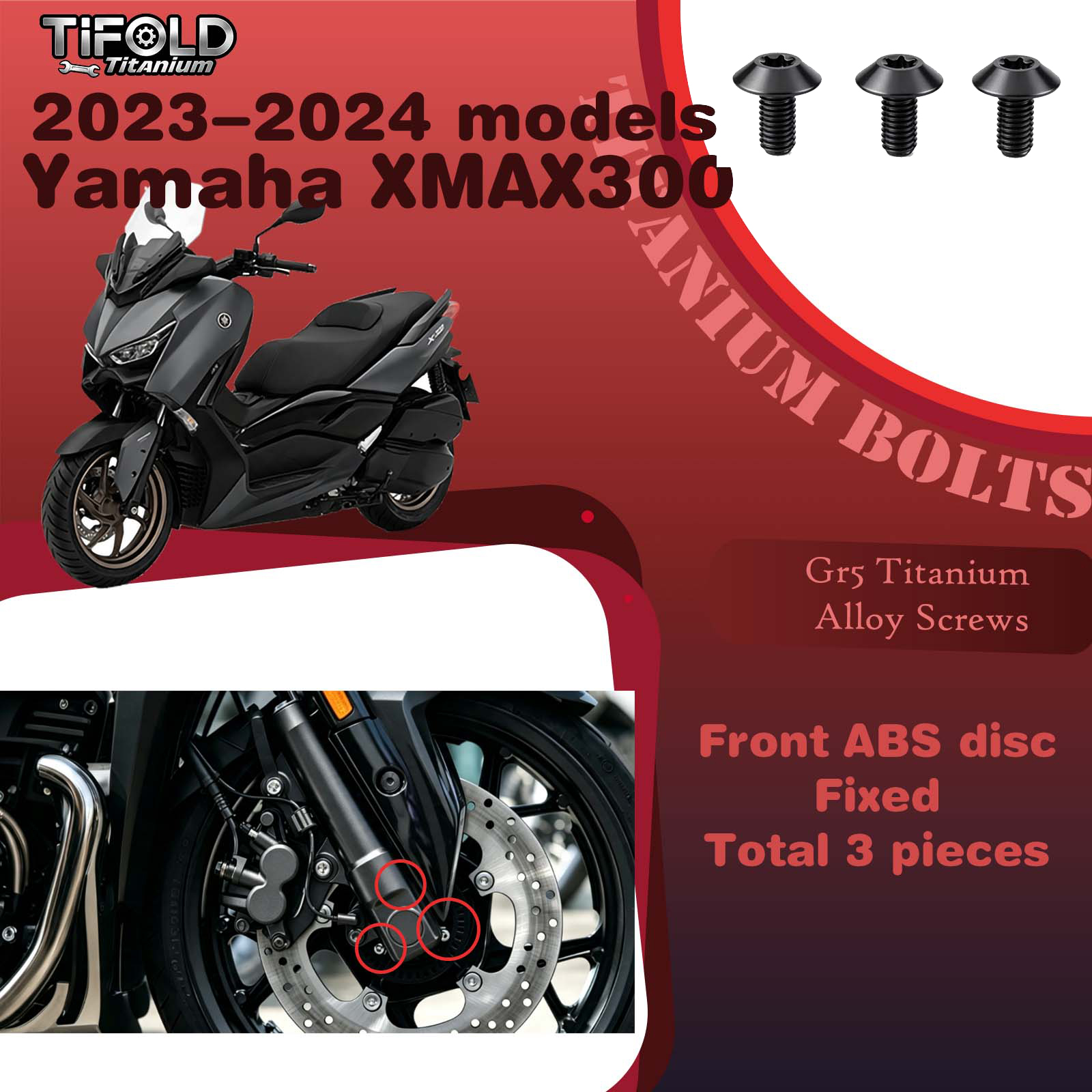Titanium Alloy Screws for Modification, Fit for YAMAHA XMAX 300 23‑24 Mdels Motorcycle