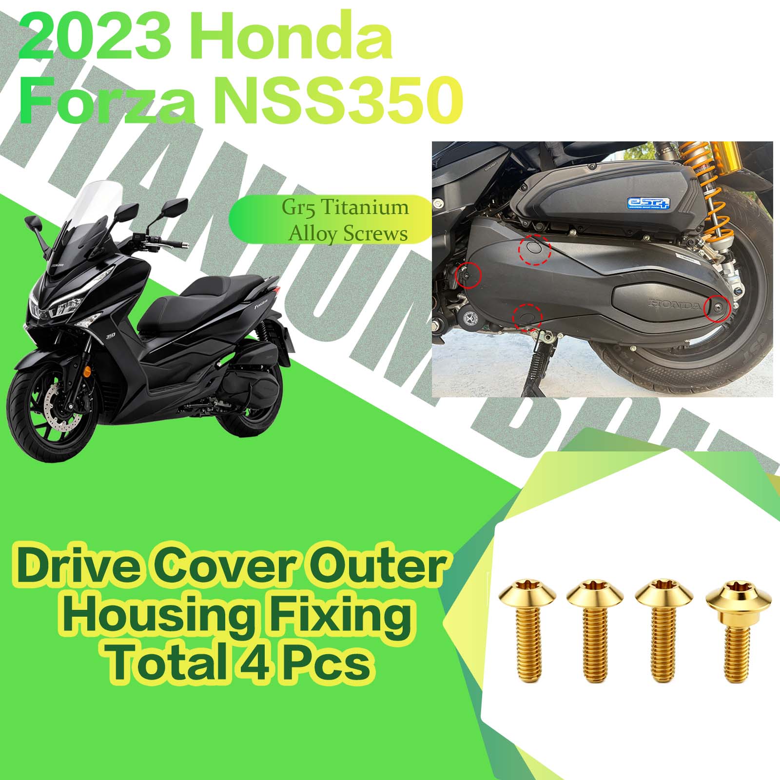 TIFOLD Titanium Alloy Modification Screws for Honda NSS350 Motorcycle, 2023 Model