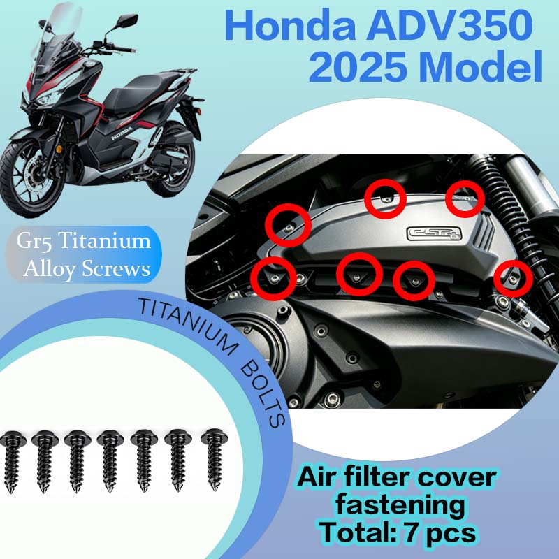 TIFOLD Full‑Vehicle Titanium Alloy Modification Screws for Honda ADV350 Motorcycle, 2025 Model