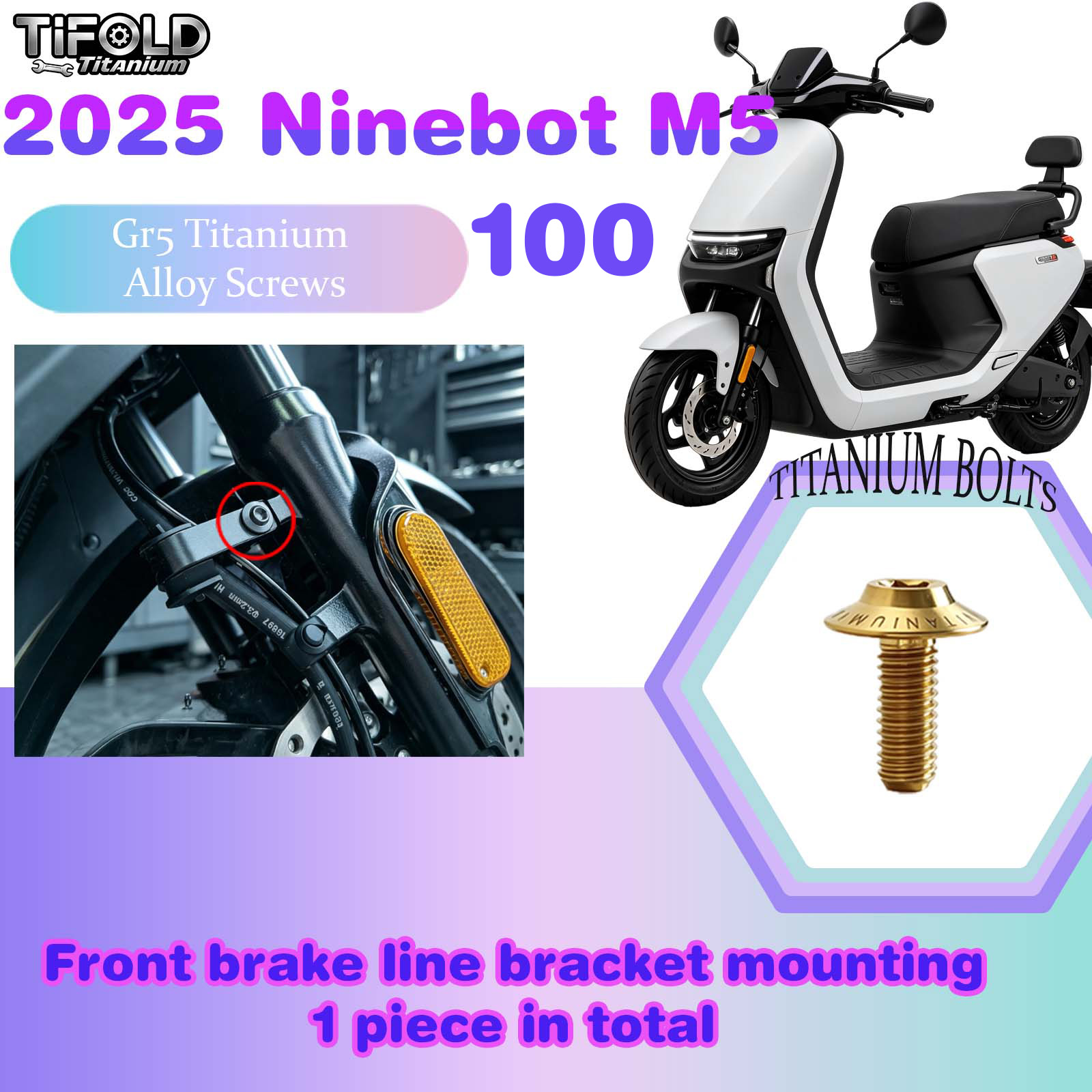 TIFOLD Titanium Alloy Modification Screws for Segway Ninebot M5 100 2025 Model Electric Motorcycle
