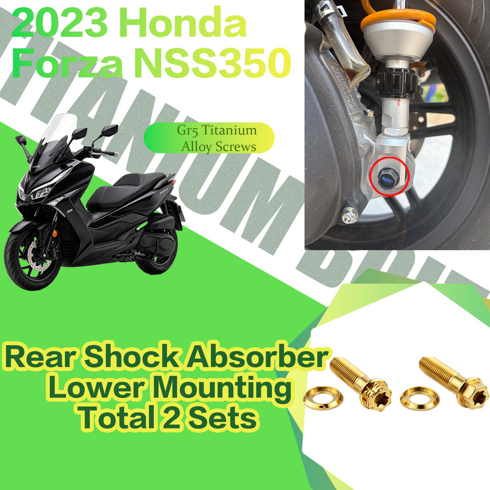TIFOLD Titanium Alloy Modification Screws for Honda NSS350 Motorcycle, 2023 Model