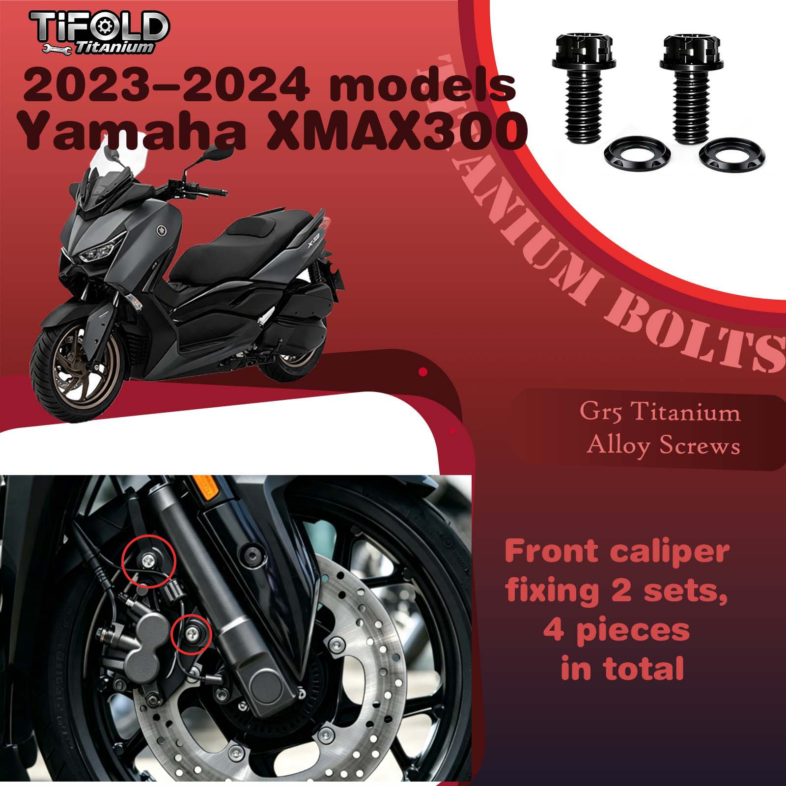 Titanium Alloy Screws for Modification, Fit for YAMAHA XMAX 300 23‑24 Mdels Motorcycle