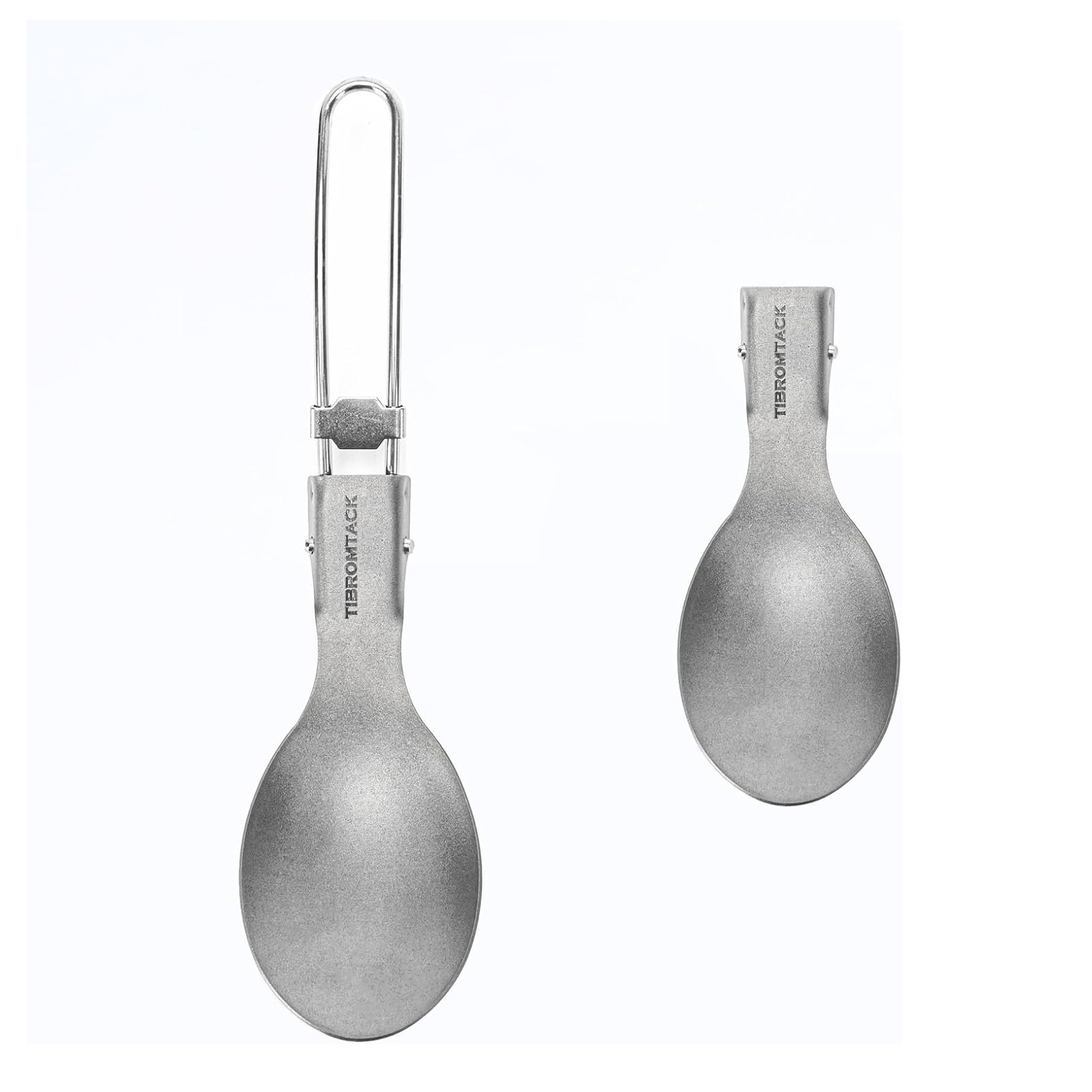 TIBROMTACK Titanium Camping Utensil Set, Folding Spork Fork Spoon Outdoor Cutlery Set Extra Strong Ultra Lightweight (Ti), Healthy & Eco-Friendly Flatware