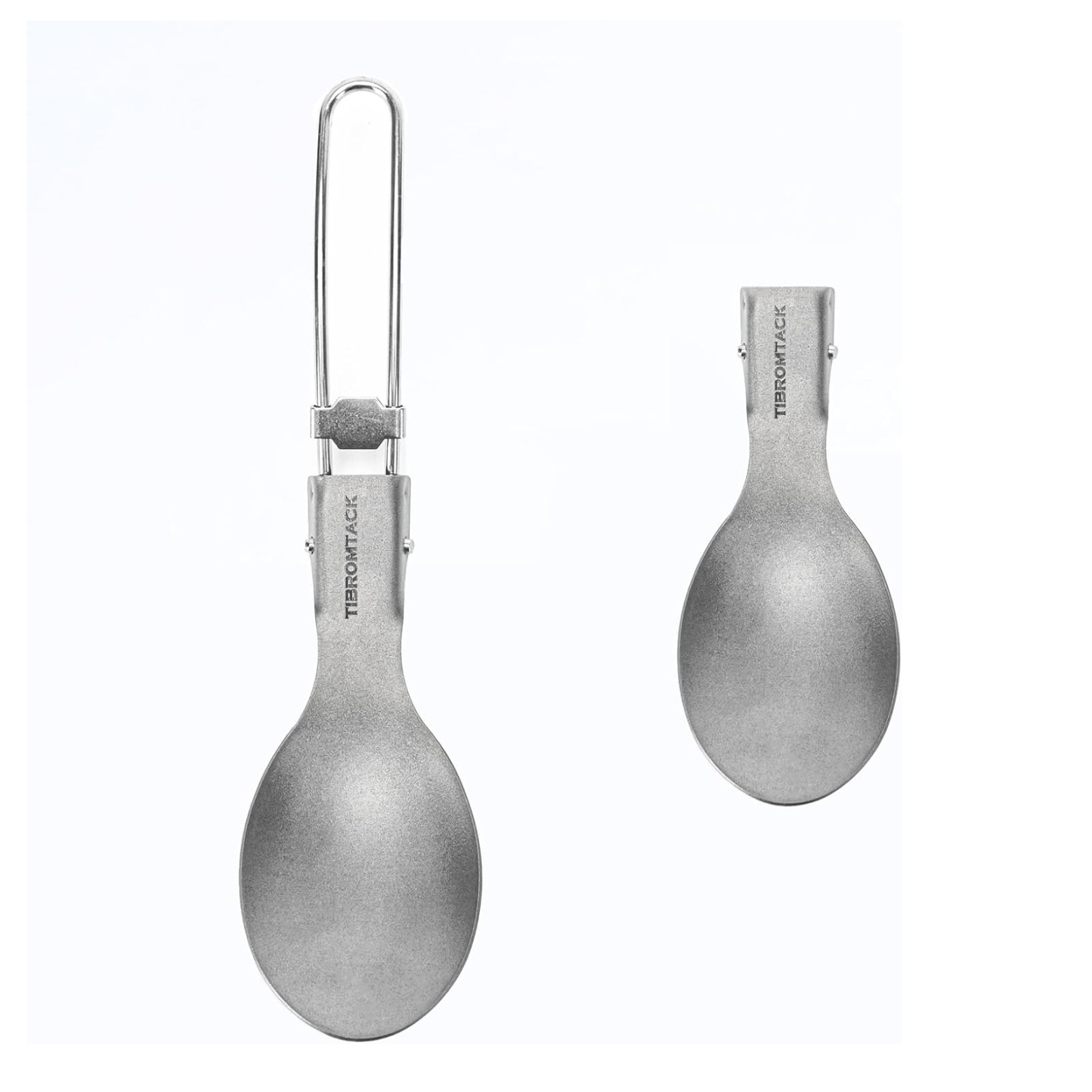 TIBROMTACK Titanium Camping Utensil Set, Folding Spork Fork Spoon Outdoor Cutlery Set Extra Strong Ultra Lightweight (Ti), Healthy & Eco-Friendly Flatware