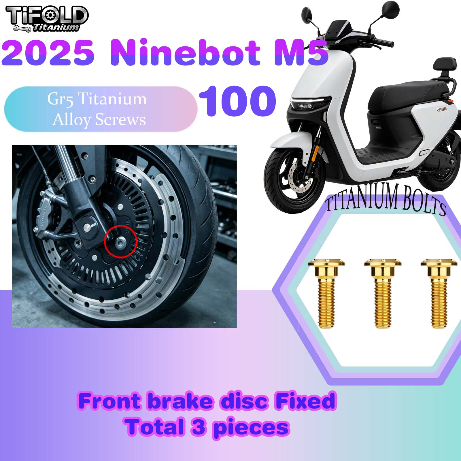 TIFOLD Titanium Alloy Modification Screws for Segway Ninebot M5 100 2025 Model Electric Motorcycle