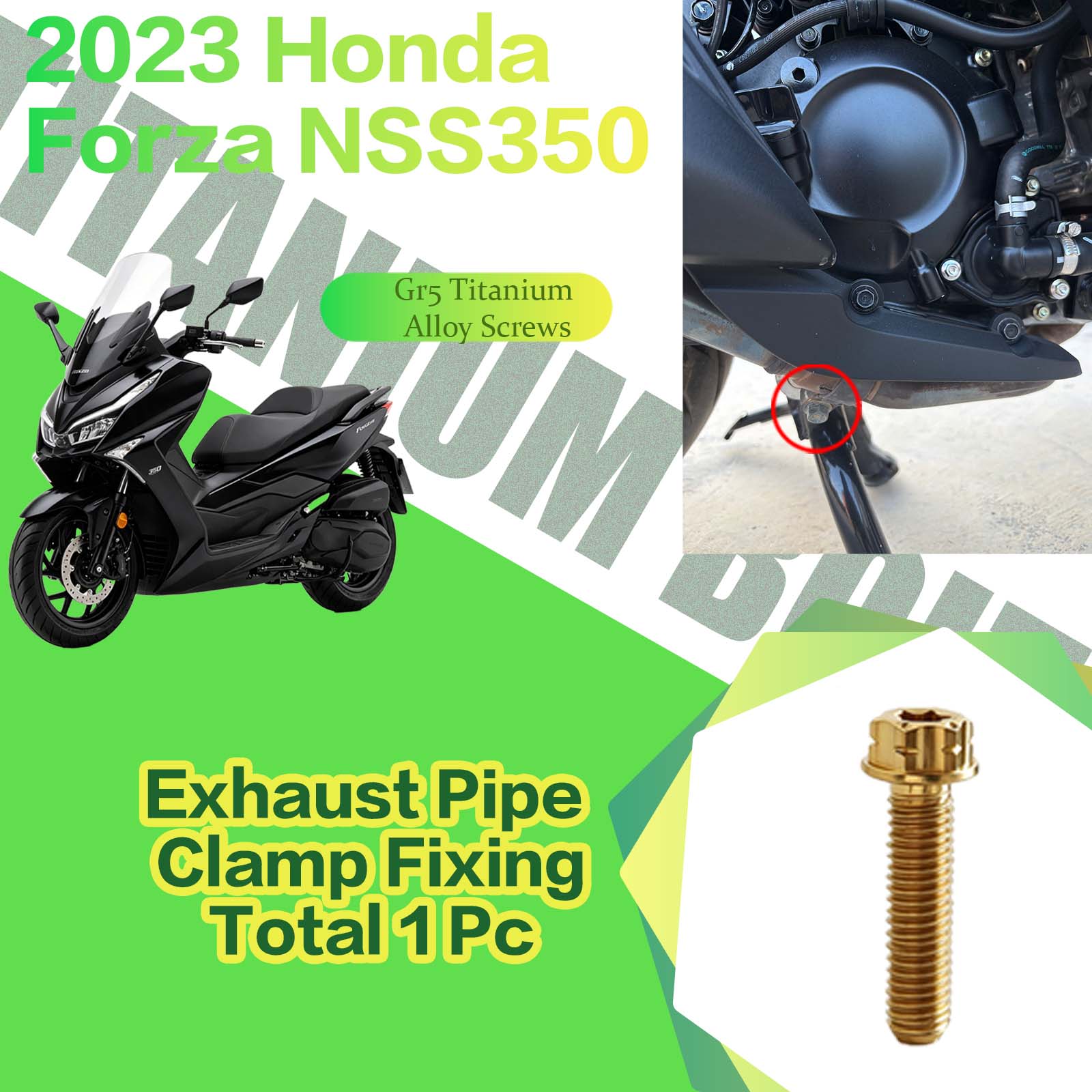 TIFOLD Titanium Alloy Modification Screws for Honda NSS350 Motorcycle, 2023 Model
