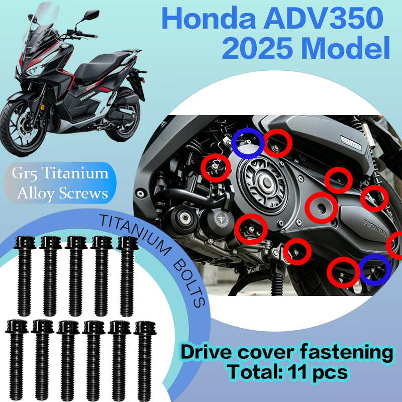 TIFOLD Full‑Vehicle Titanium Alloy Modification Screws for Honda ADV350 Motorcycle, 2025 Model