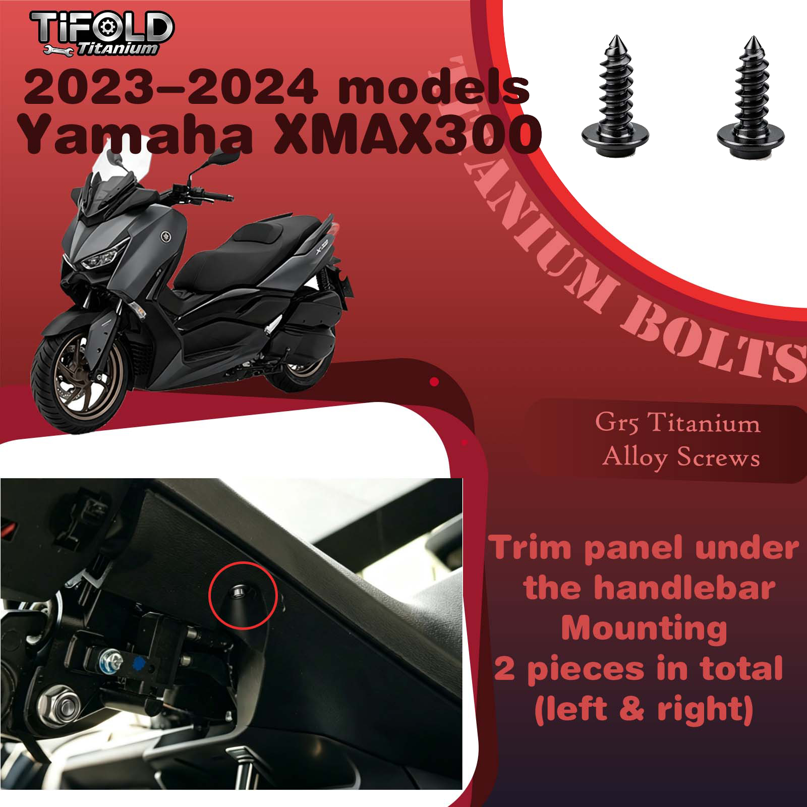 Titanium Alloy Screws for Modification, Fit for YAMAHA XMAX 300 23‑24 Mdels Motorcycle