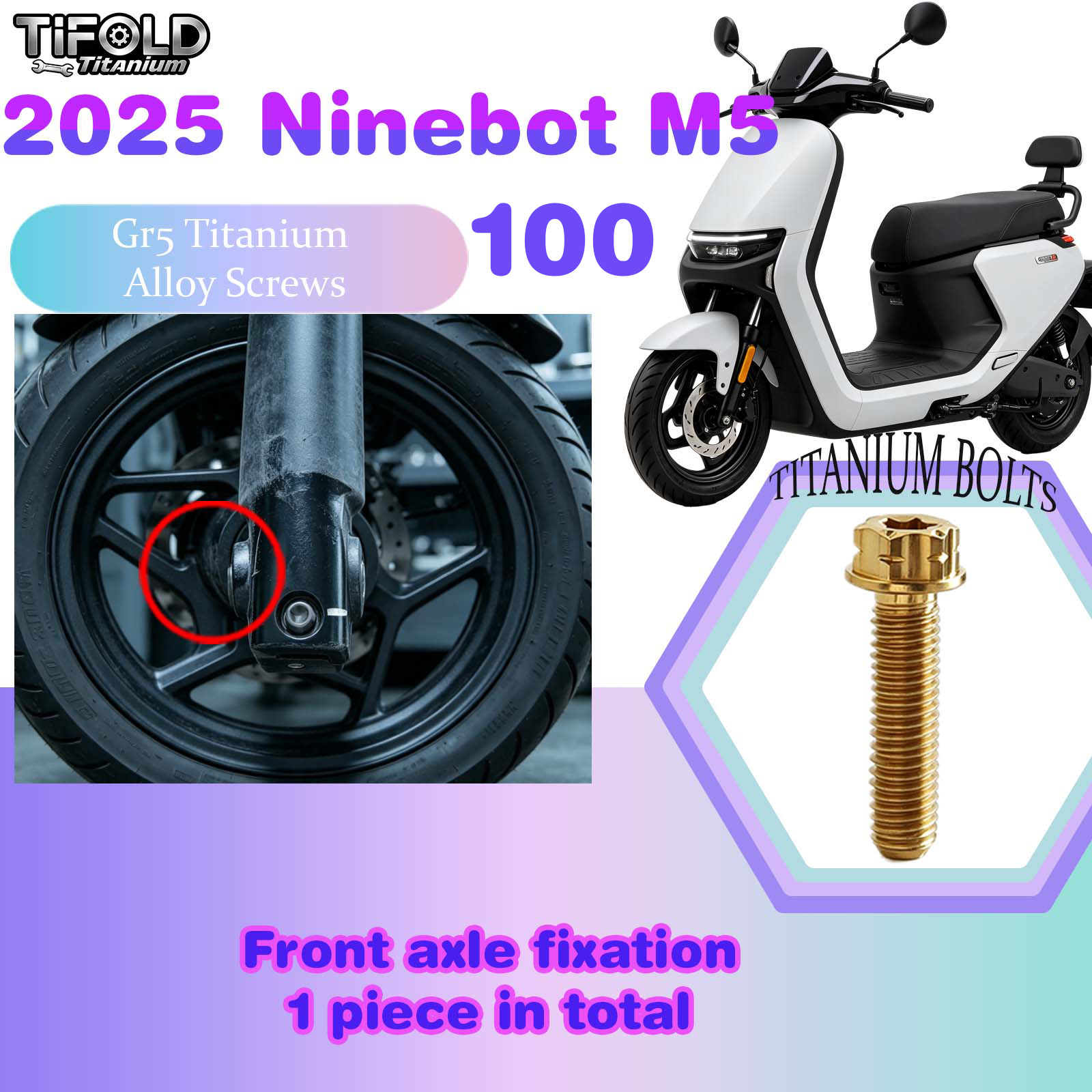 TIFOLD Titanium Alloy Modification Screws for Segway Ninebot M5 100 2025 Model Electric Motorcycle