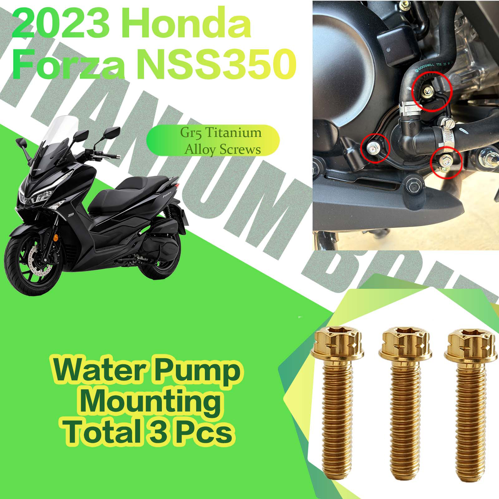 TIFOLD Titanium Alloy Modification Screws for Honda NSS350 Motorcycle, 2023 Model