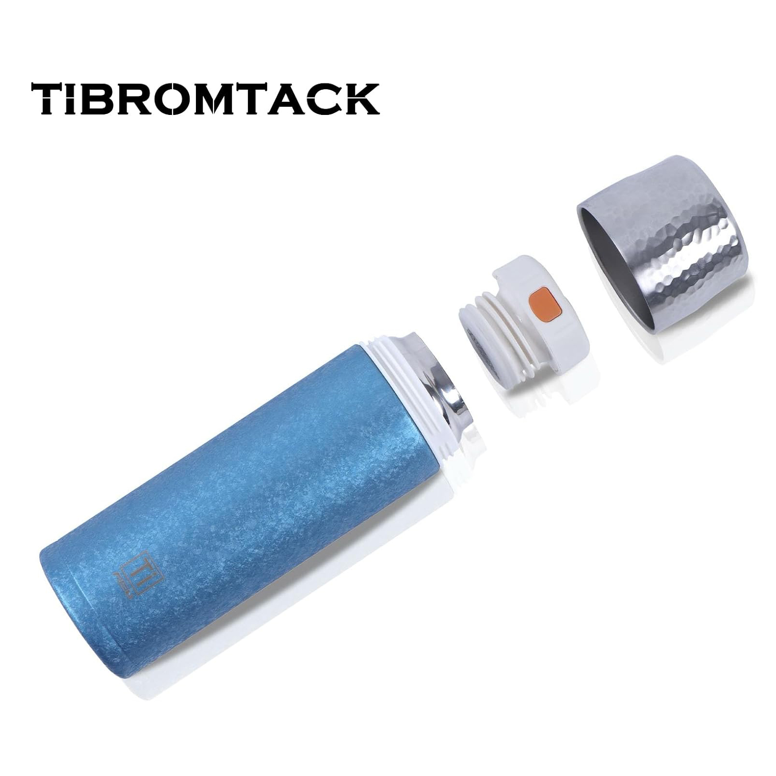 TIBROMTACK Titanium Vacuum Insulated Water Bottle Double Wall Vacuum Cup Titanium Thermos with Cup 480ml/ 16.8fl oz Cold or Hot for Hours, Perfect for Coffee, Tea, Gift, Camping