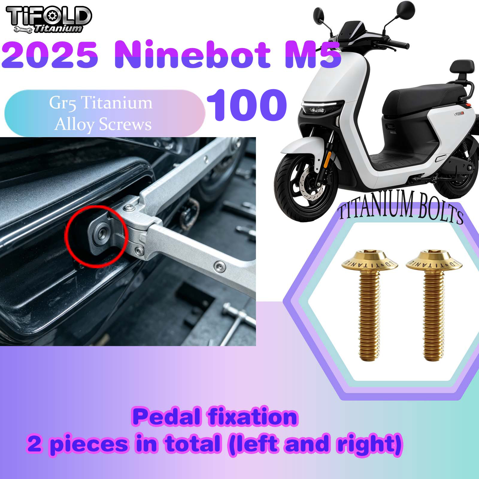 TIFOLD Titanium Alloy Modification Screws for Segway Ninebot M5 100 2025 Model Electric Motorcycle