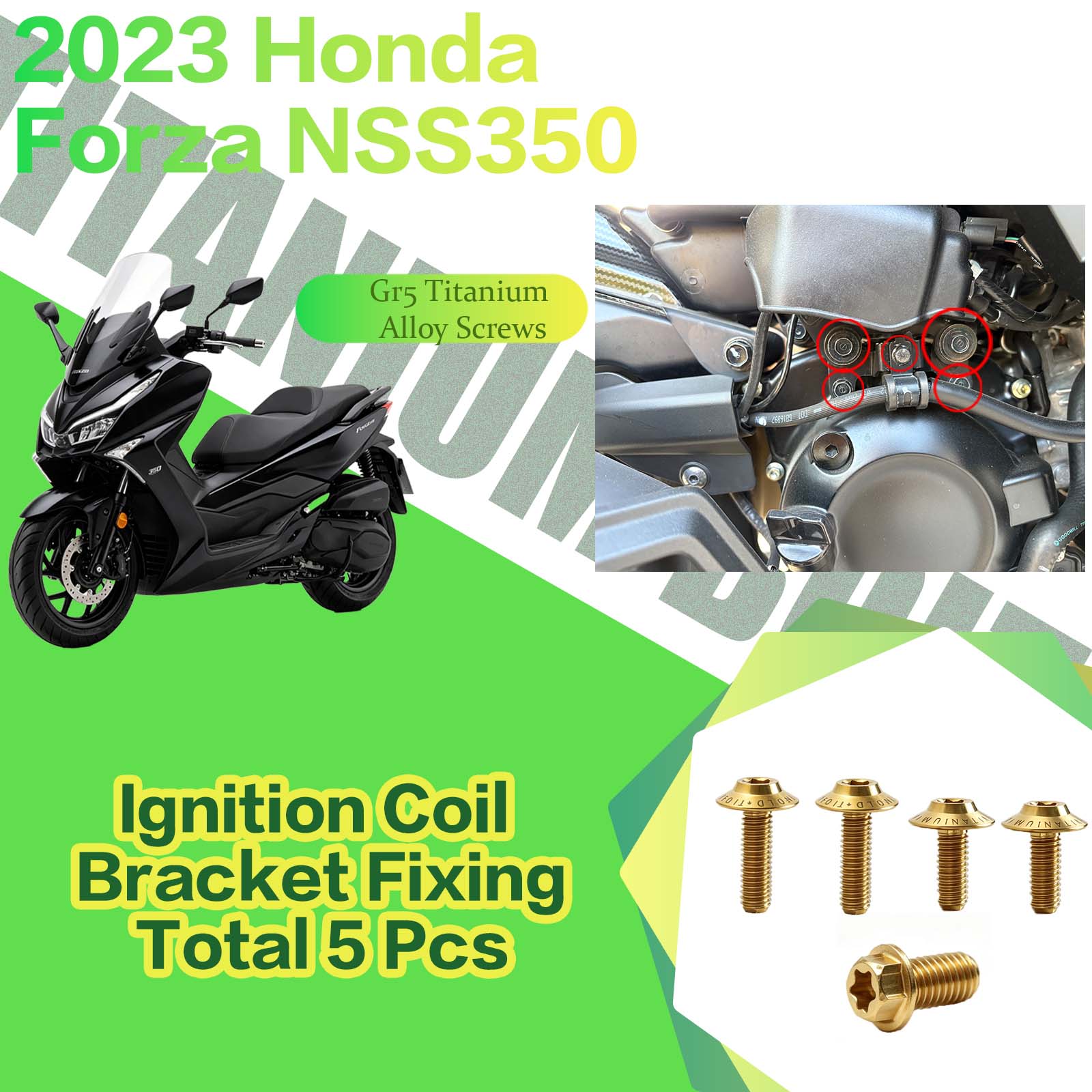 TIFOLD Titanium Alloy Modification Screws for Honda NSS350 Motorcycle, 2023 Model