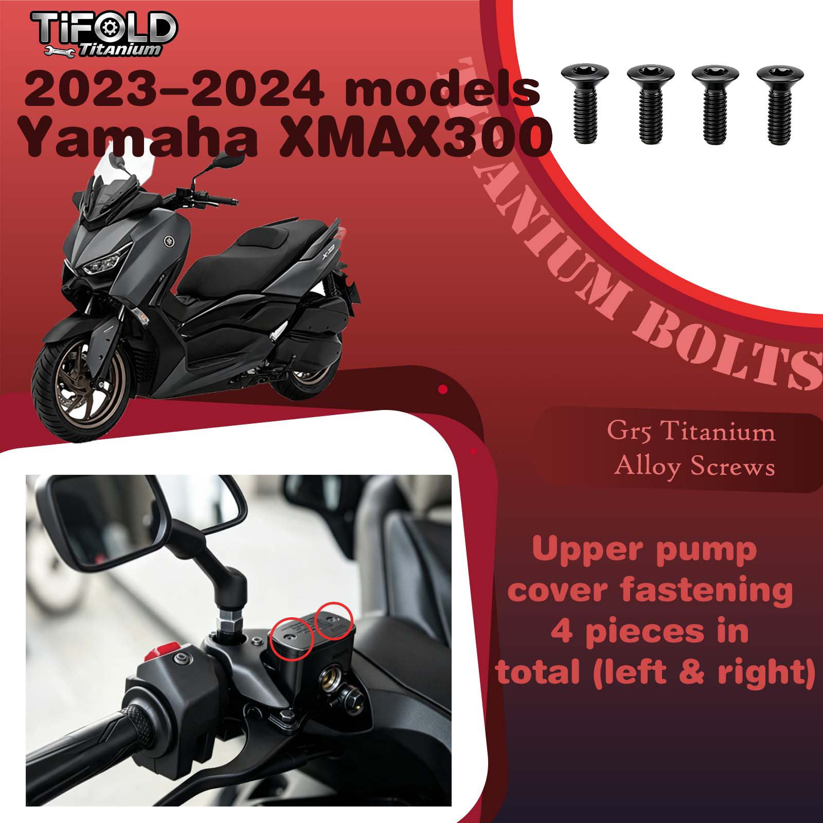Titanium Alloy Screws for Modification, Fit for YAMAHA XMAX 300 23‑24 Mdels Motorcycle