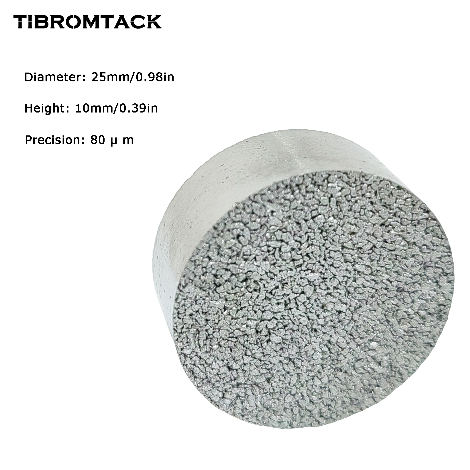 TIBROMTACK Titanium Sintered Column, 80µm Precision Porous Filter Element, 25mm(0.98in) Diameter x 10mm(0.39in) Height, 14.9g(0.53oz) High Purity Titanium for Industrial Filtration