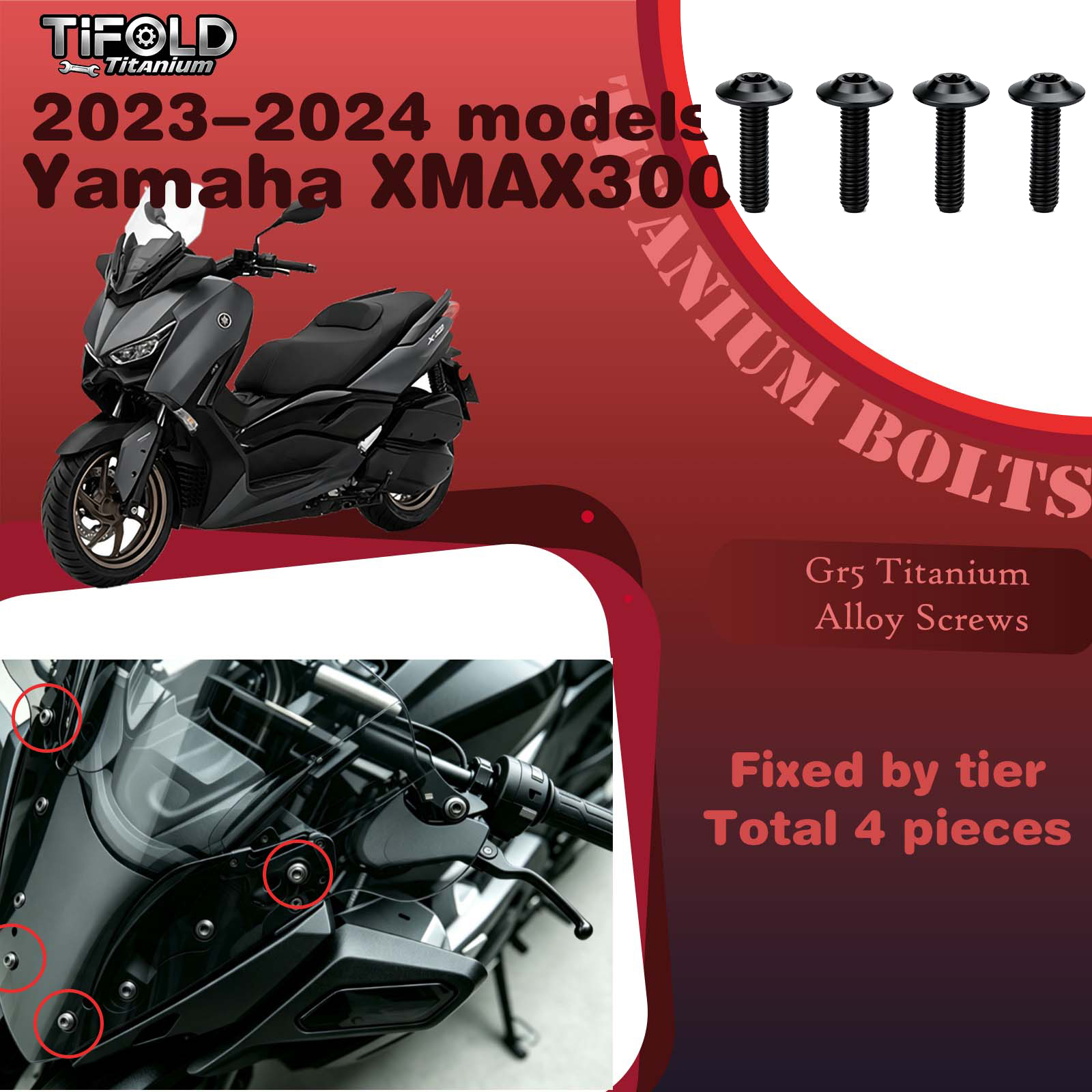 Titanium Alloy Screws for Modification, Fit for YAMAHA XMAX 300 23‑24 Mdels Motorcycle