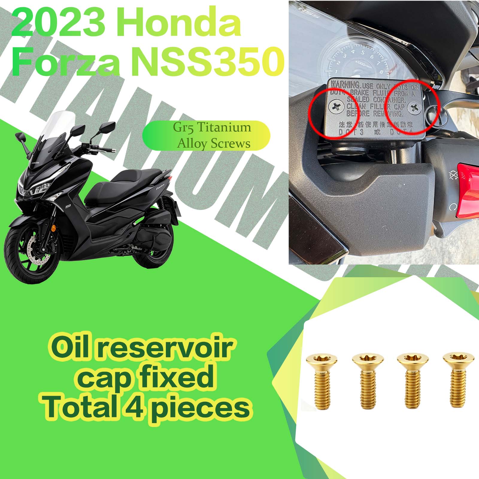 TIFOLD Titanium Alloy Modification Screws for Honda NSS350 Motorcycle, 2023 Model