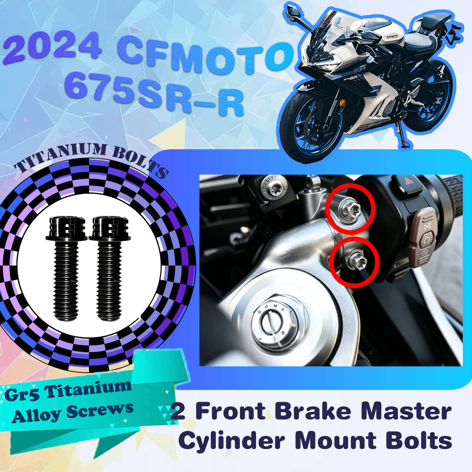 TIFOLD Full‑Vehicle Titanium Alloy Modification Screws for CFMOTO 675 SR‑R, 2024 Model