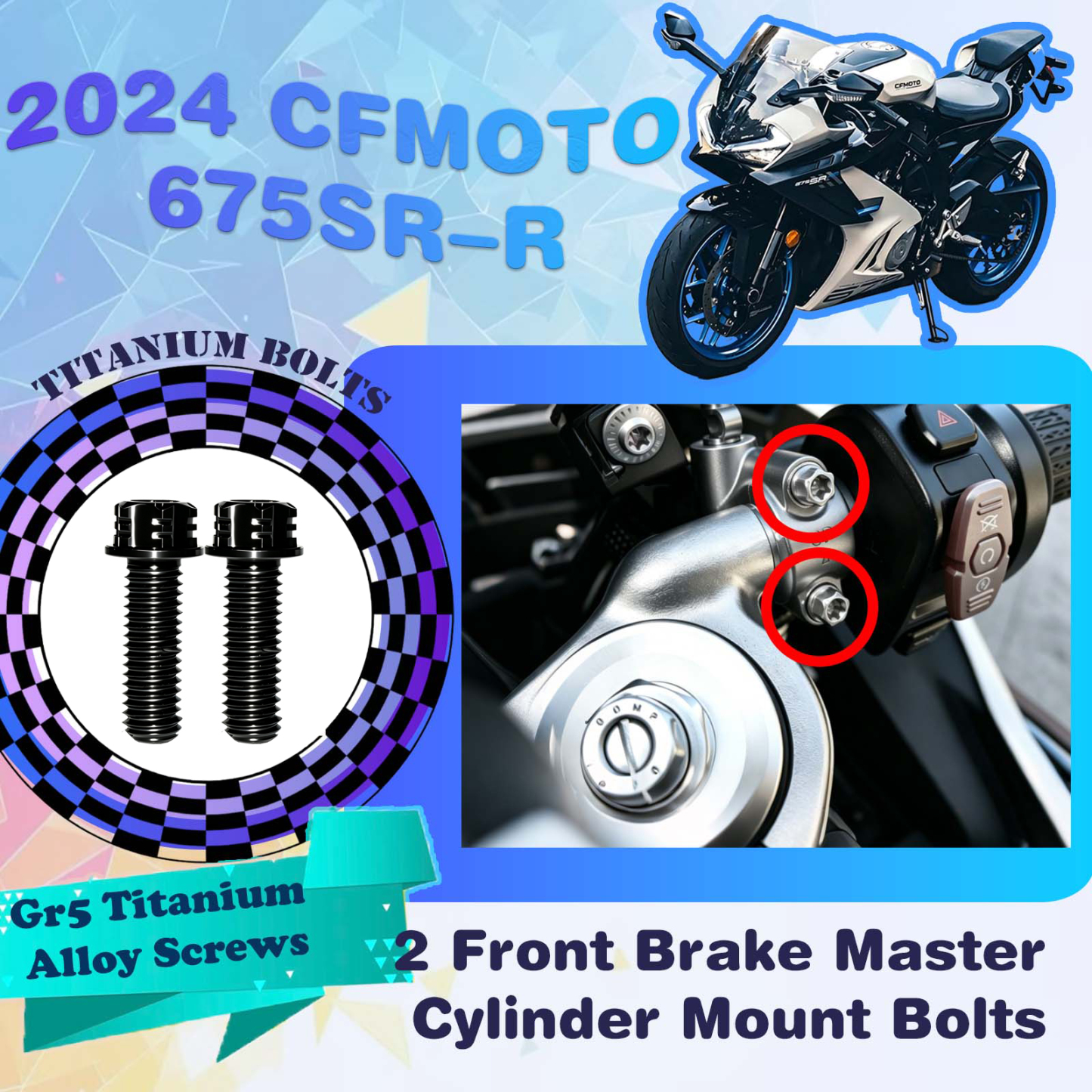 TIFOLD Full‑Vehicle Titanium Alloy Modification Screws for CFMOTO 675 SR‑R, 2024 Model
