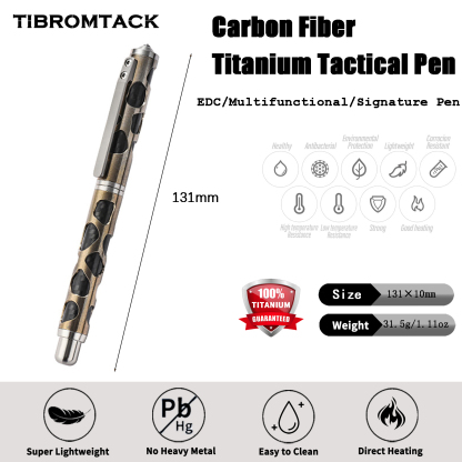 TIBROMTACK Gr5 Titanium Alloy Tactical Pen, EDC Survival Self Defense Tool with Tungsten Steel Tip, Window Breaker, 5.16×0.39 In/31.5g, Smooth Writing