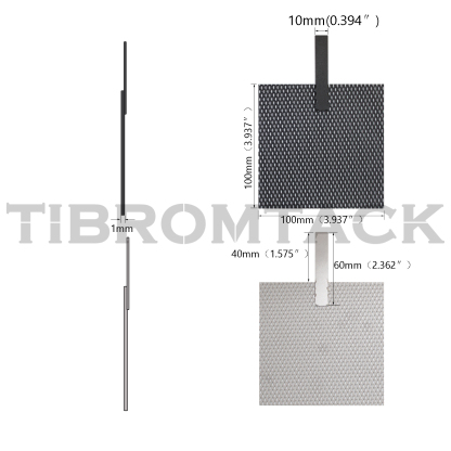 TIBROMTACK Ru-Ir Coated Titanium Mesh Anode Cathode Pair 100×100×1mm