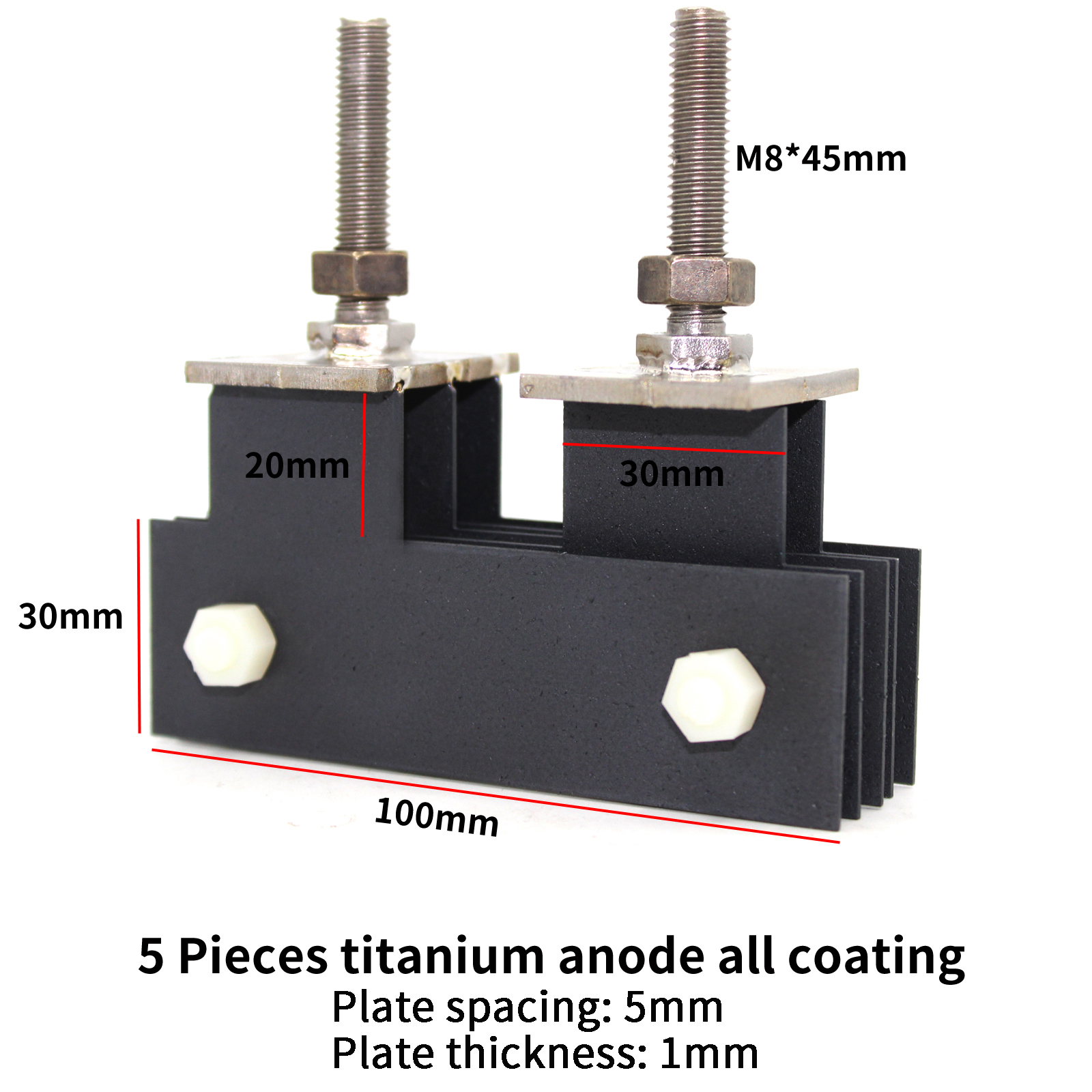 TIBROMTACK Ruthenium Iridium Coated 5 Plates Titanium Anode Set