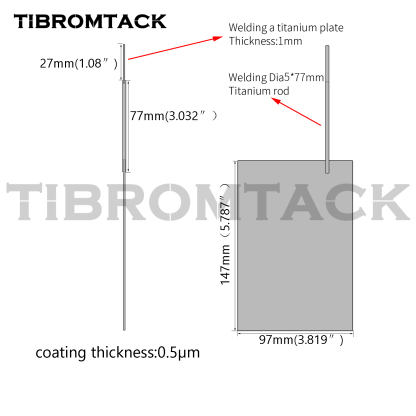 TIBROMTACK Platinum Coated Titanium Anode Plate 147×97×1mm