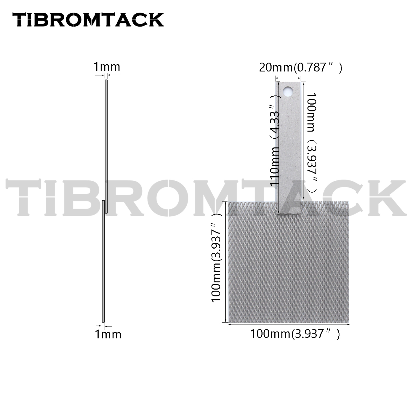 TIBROMTACK Platinum Coated Titanium Anode Mesh 100×100×1mm