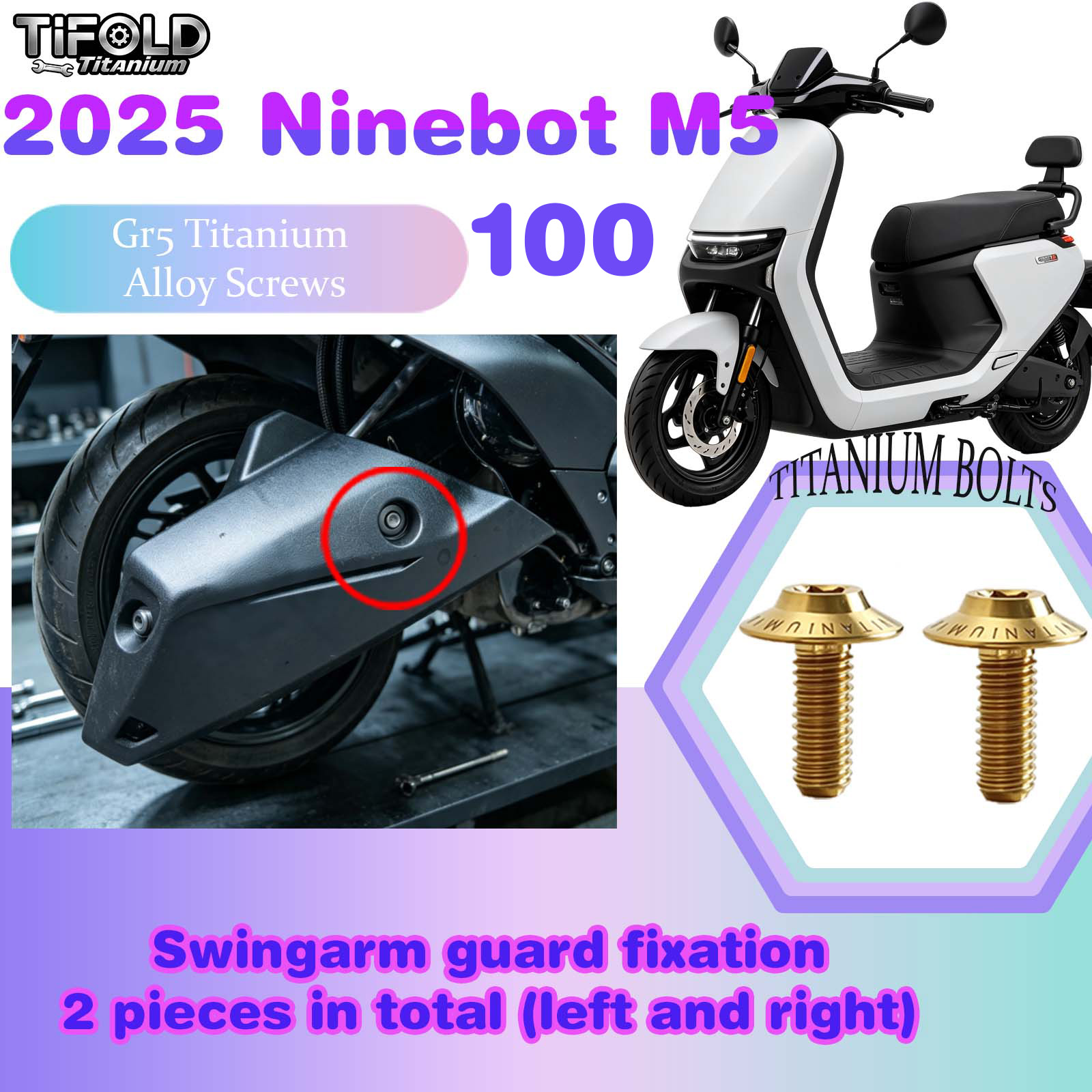 TIFOLD Titanium Alloy Modification Screws for Segway Ninebot M5 100 2025 Model Electric Motorcycle