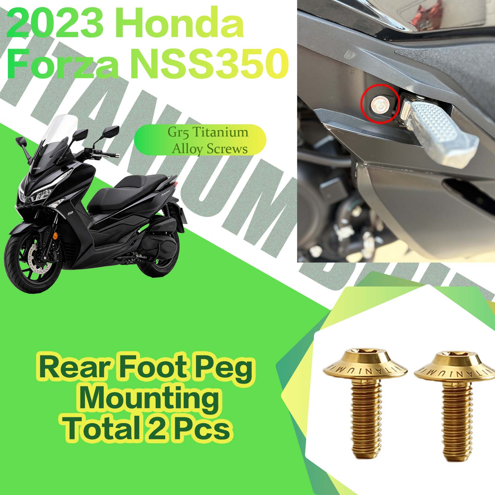 TIFOLD Titanium Alloy Modification Screws for Honda NSS350 Motorcycle, 2023 Model