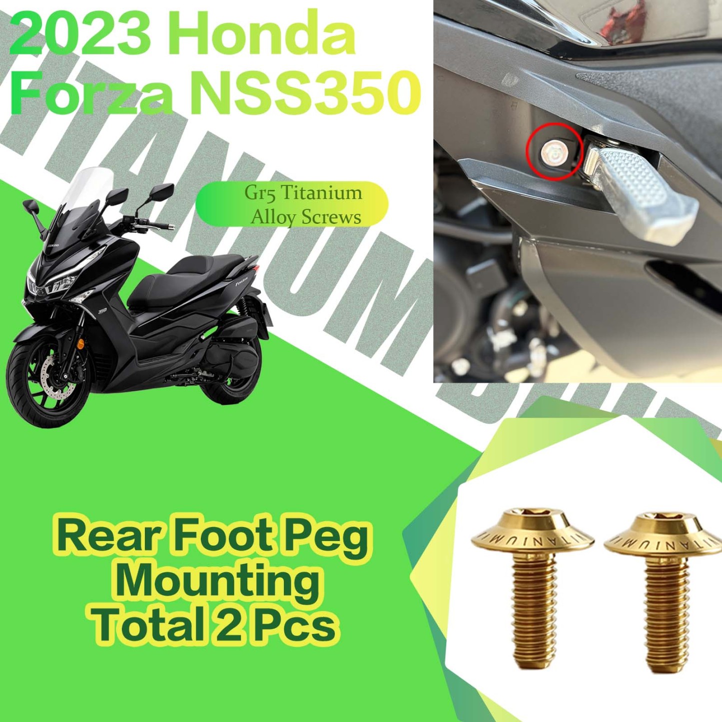 TIFOLD Titanium Alloy Modification Screws for Honda NSS350 Motorcycle, 2023 Model