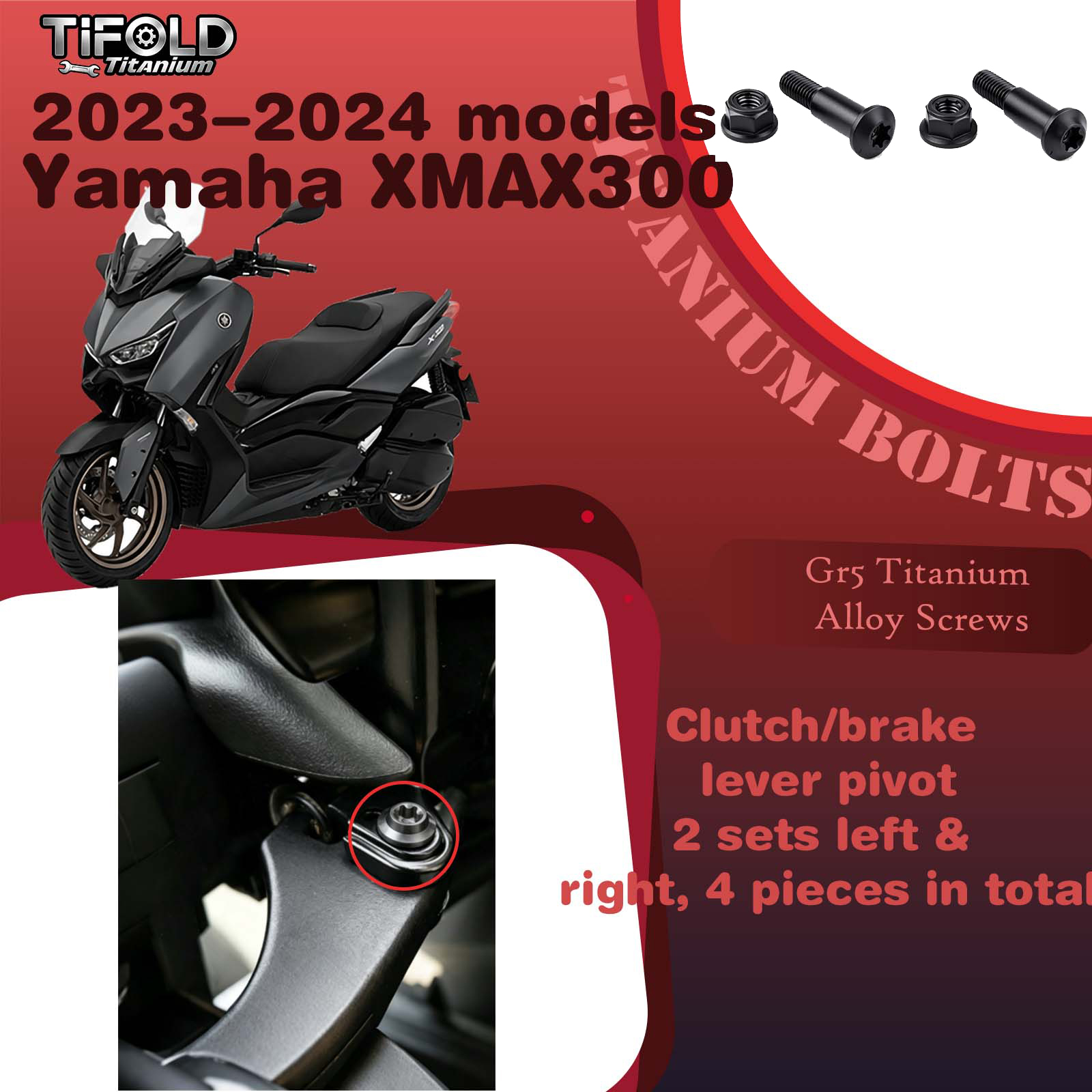 Titanium Alloy Screws for Modification, Fit for YAMAHA XMAX 300 23‑24 Mdels Motorcycle