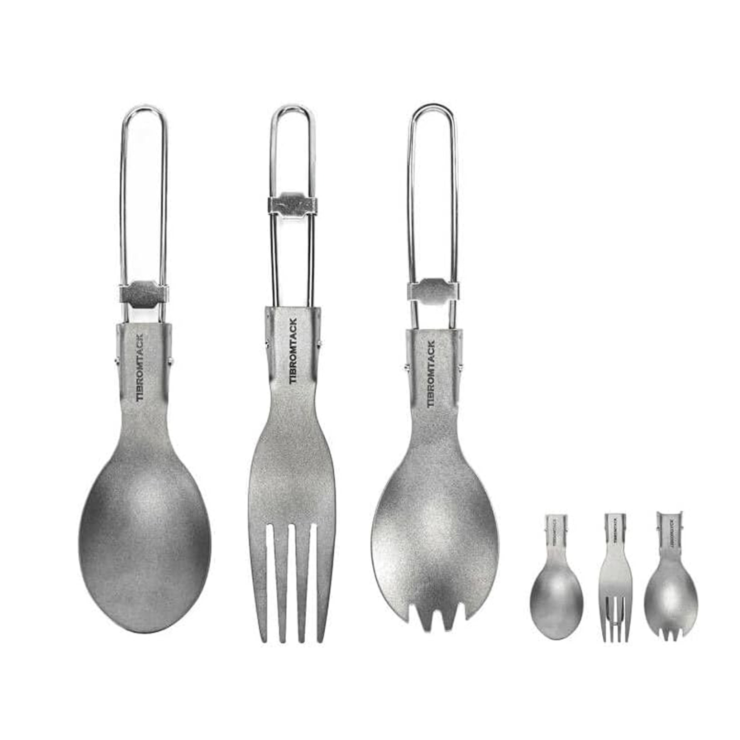 TIBROMTACK Titanium Camping Utensil Set, Folding Spork Fork Spoon Outdoor Cutlery Set Extra Strong Ultra Lightweight (Ti), Healthy & Eco-Friendly Flatware