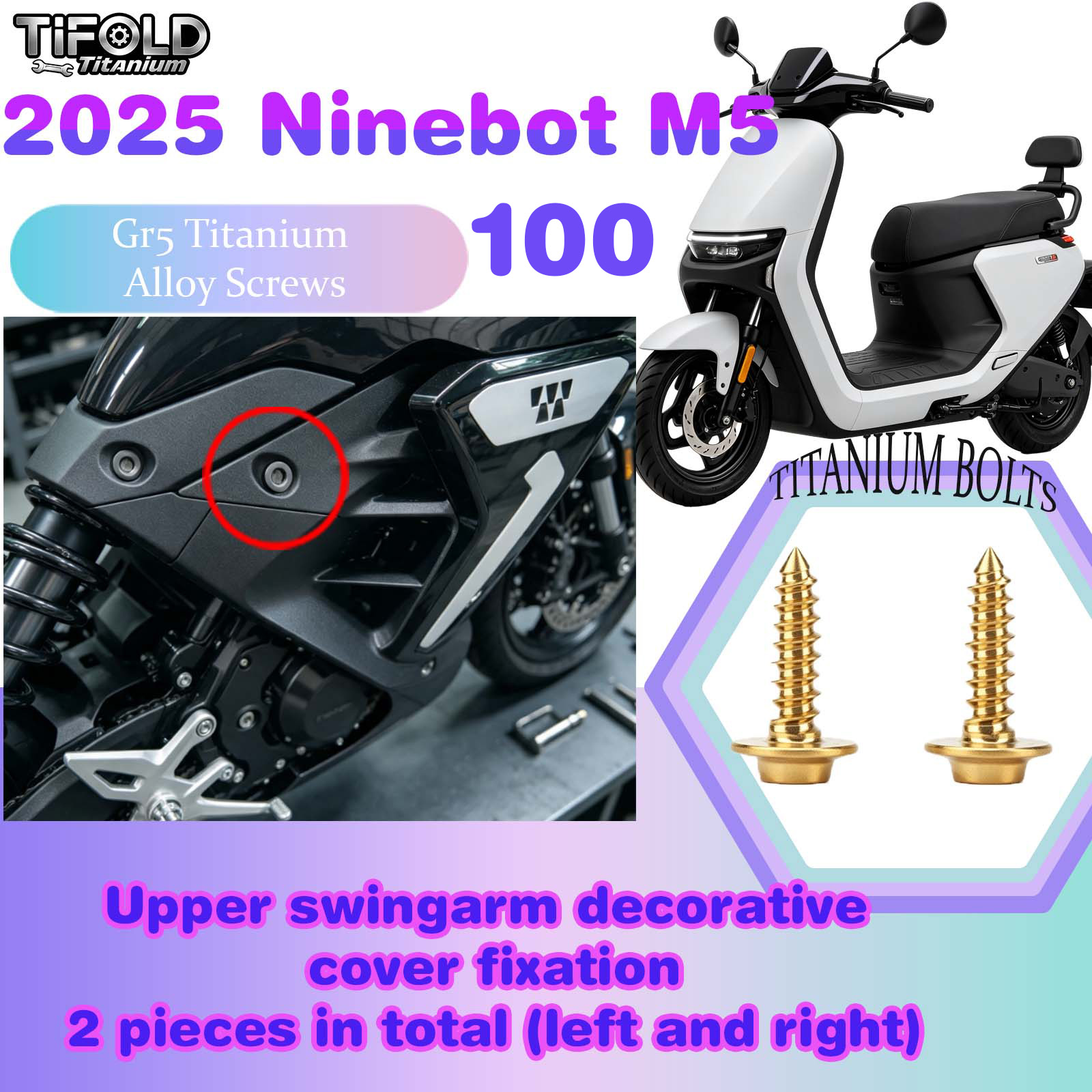 TIFOLD Titanium Alloy Modification Screws for Segway Ninebot M5 100 2025 Model Electric Motorcycle