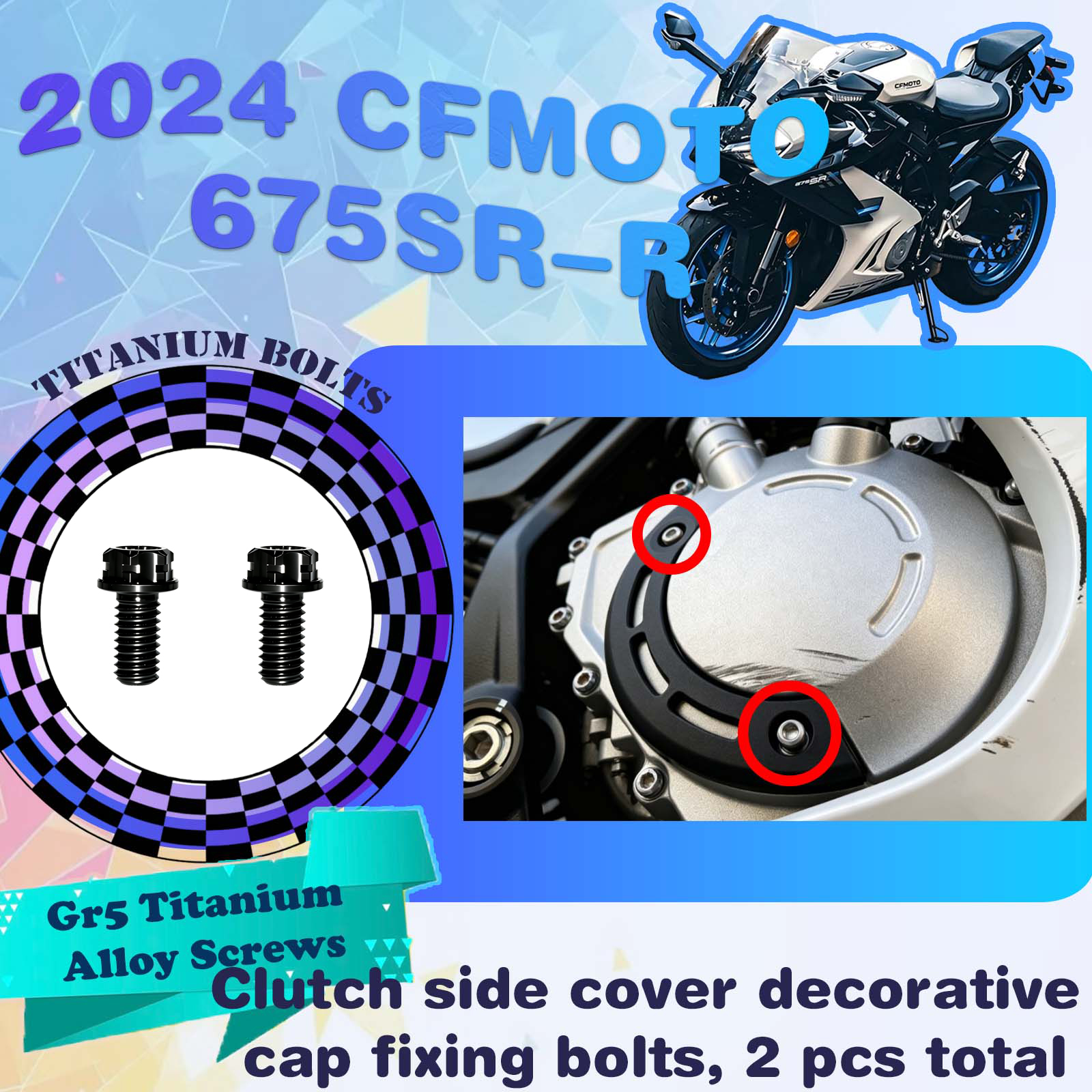 TIFOLD Full‑Vehicle Titanium Alloy Modification Screws for CFMOTO 675 SR‑R, 2024 Model