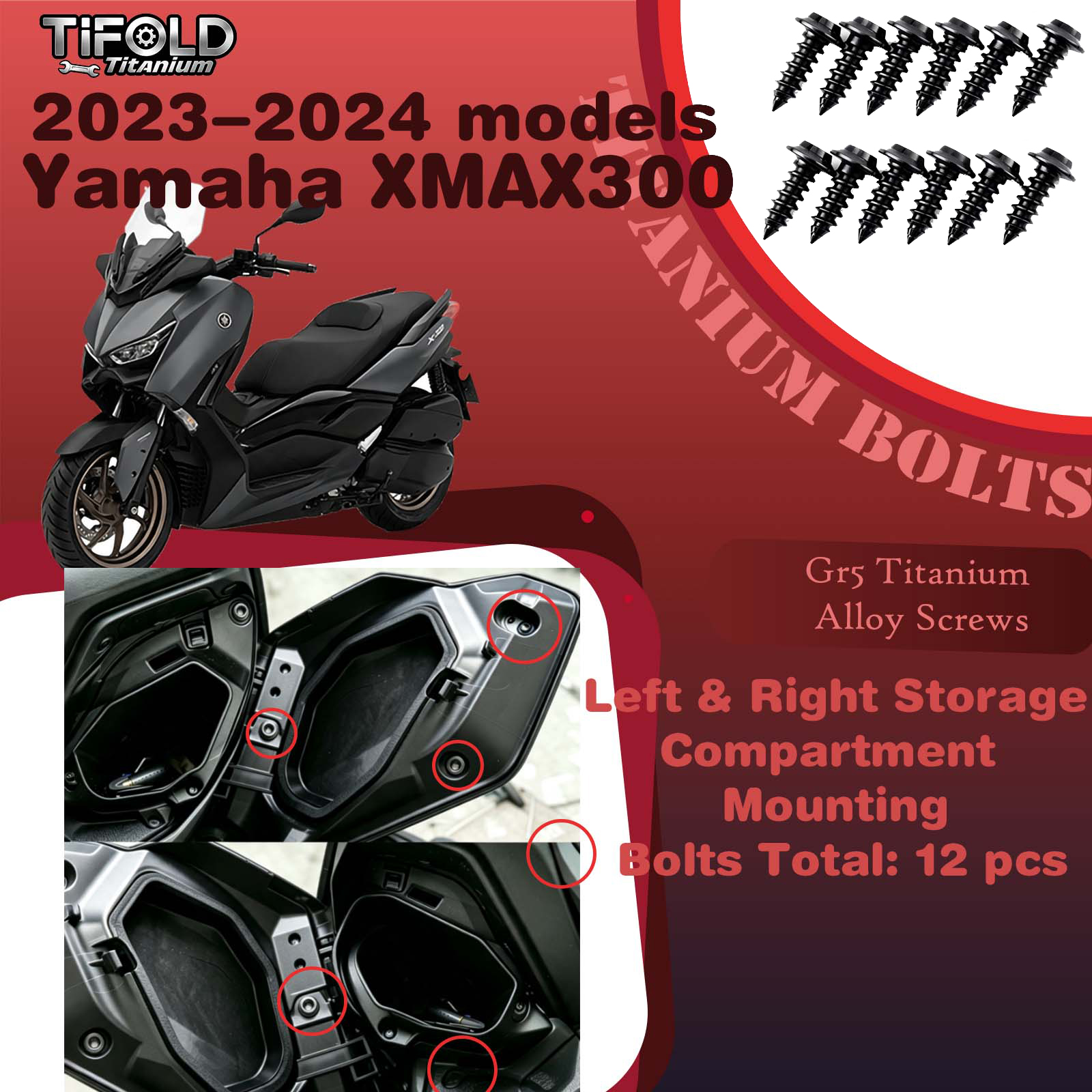 Titanium Alloy Screws for Modification, Fit for YAMAHA XMAX 300 23‑24 Mdels Motorcycle