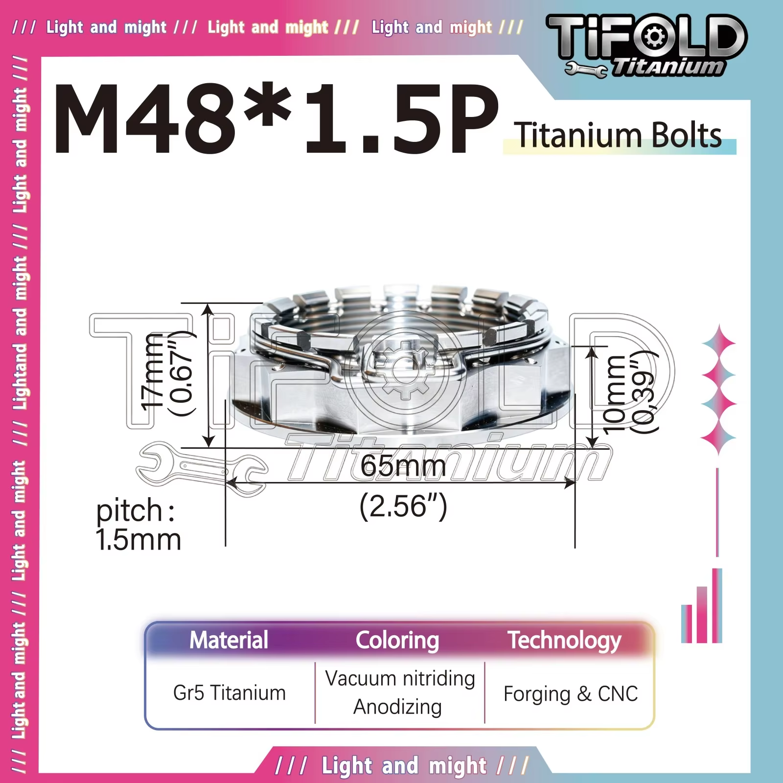 TIFOLD M48x1.5P Gr5 Titanium Axle Wheel Nut with Circlip for DUCATI Motorcycle