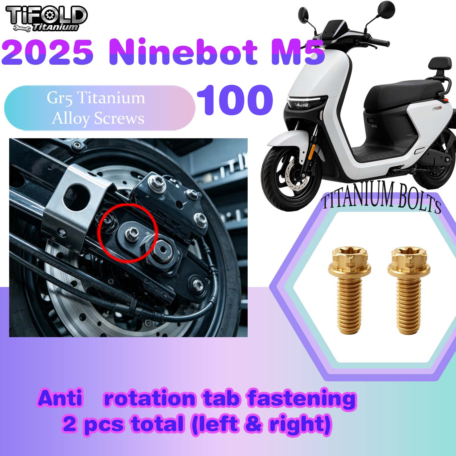 TIFOLD Titanium Alloy Modification Screws for Segway Ninebot M5 100 2025 Model Electric Motorcycle