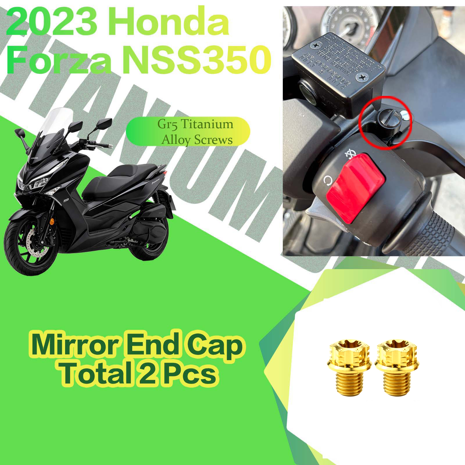 TIFOLD Titanium Alloy Modification Screws for Honda NSS350 Motorcycle, 2023 Model