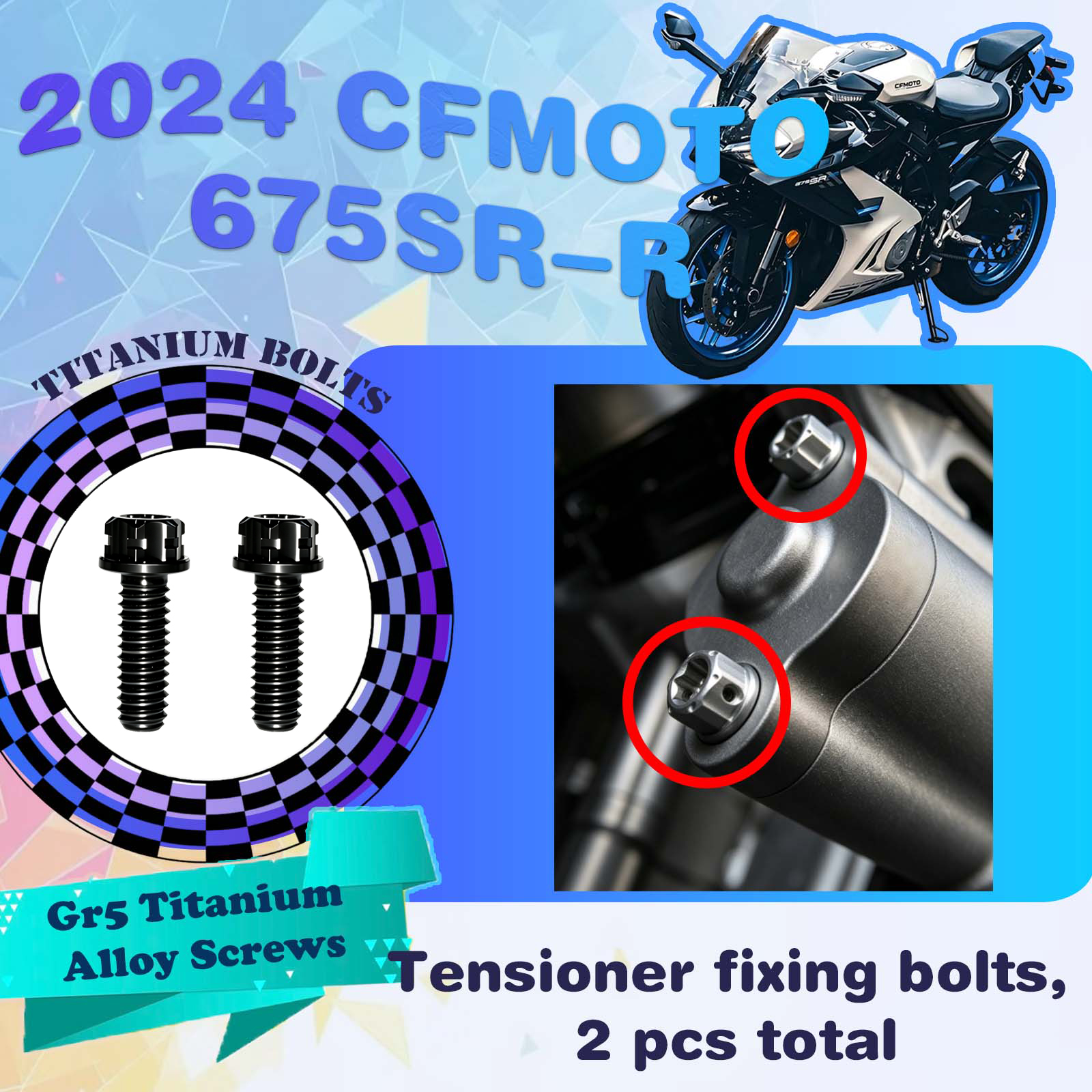TIFOLD Full‑Vehicle Titanium Alloy Modification Screws for CFMOTO 675 SR‑R, 2024 Model