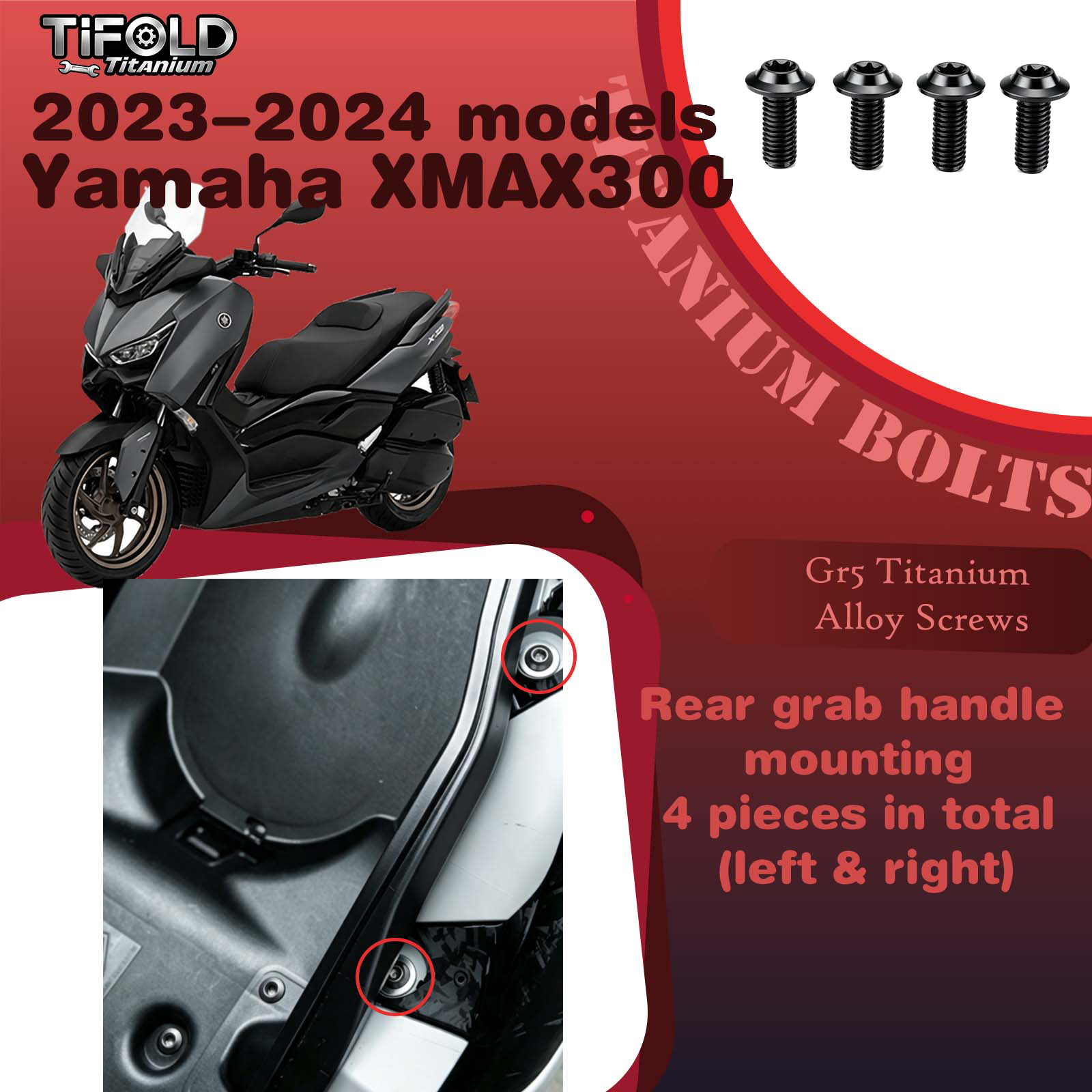 Titanium Alloy Screws for Modification, Fit for YAMAHA XMAX 300 23‑24 Mdels Motorcycle
