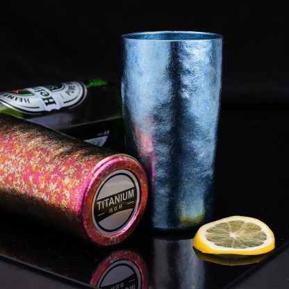 TIBROMTACK Titanium Beer Tumbler, Pure Ti Coffee Mug, 10fl oz/300ml Double Wall