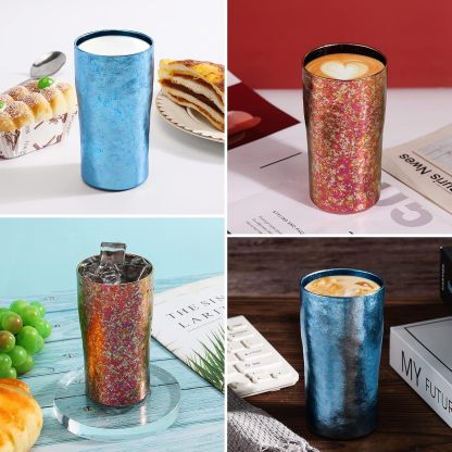TIBROMTACK Titanium Beer Tumbler, Pure Ti Coffee Mug, 10fl oz/300ml Double Wall