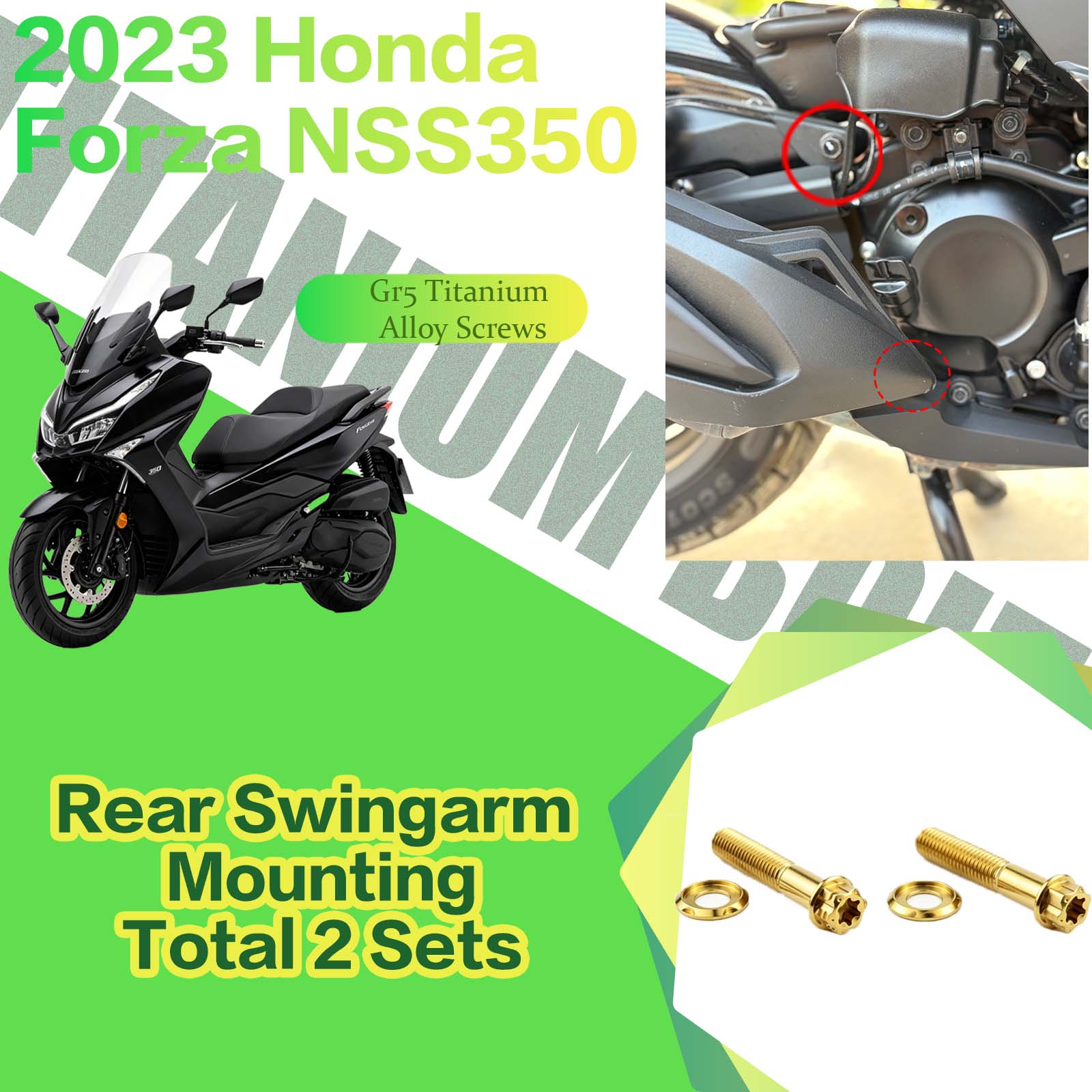 TIFOLD Titanium Alloy Modification Screws for Honda NSS350 Motorcycle, 2023 Model