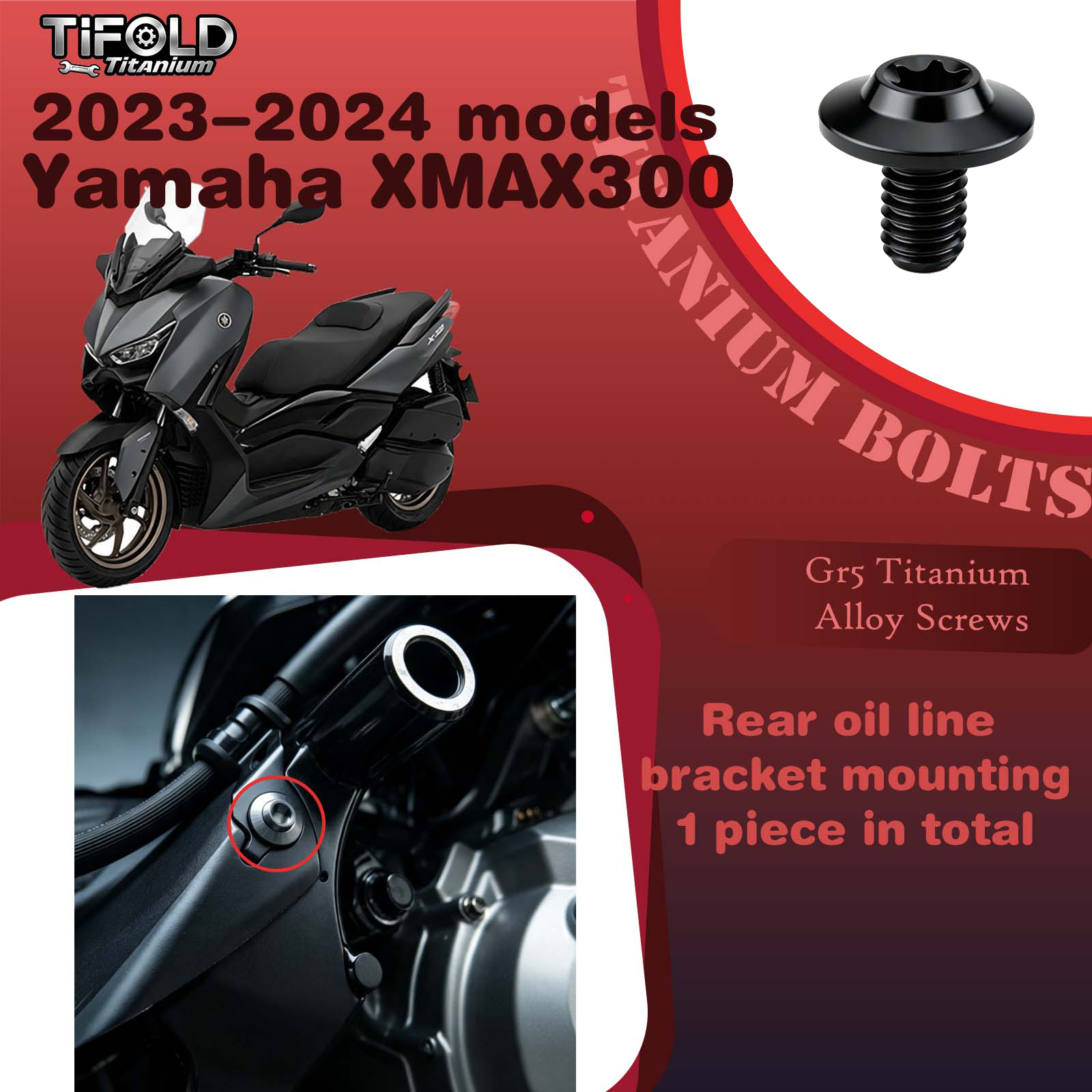 Titanium Alloy Screws for Modification, Fit for YAMAHA XMAX 300 23‑24 Mdels Motorcycle